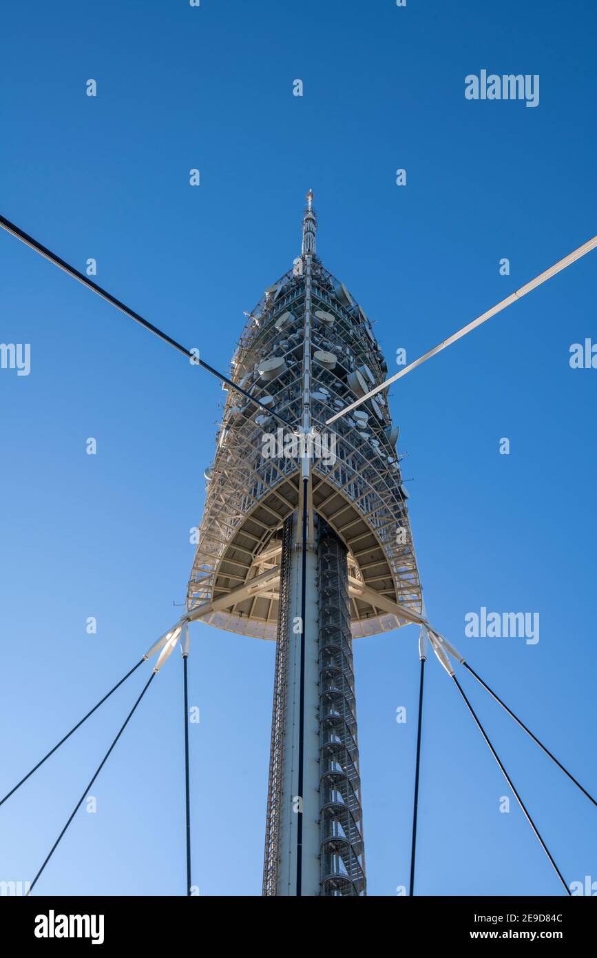 Fernsehturm Torre de Colserola, Tibidabo, Barcelona, Katalonien, Spanien Stockfoto