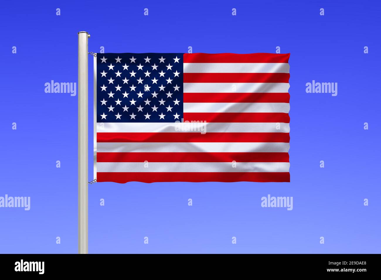 Flagge der USA auf blauem Hintergrund, USA Stockfoto