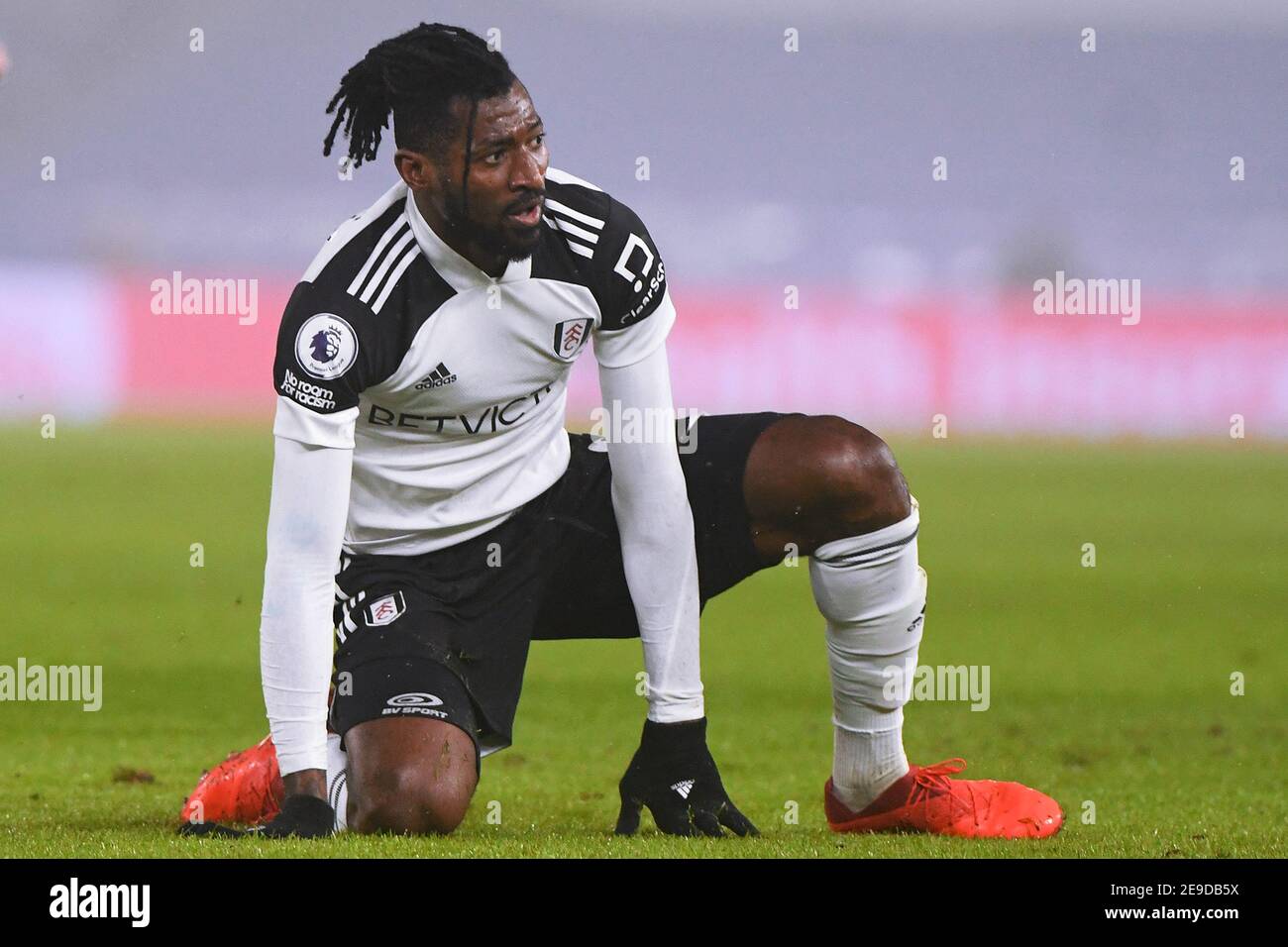 Andre-Frank Zambo Anguissa of Fulham - Brighton & Hove Albion V Fulham, Premier League, Amex Stadium, Brighton, Großbritannien - 27th. Januar 2021 nur zur redaktionellen Verwendung - es gelten die DataCo-Einschränkungen Stockfoto