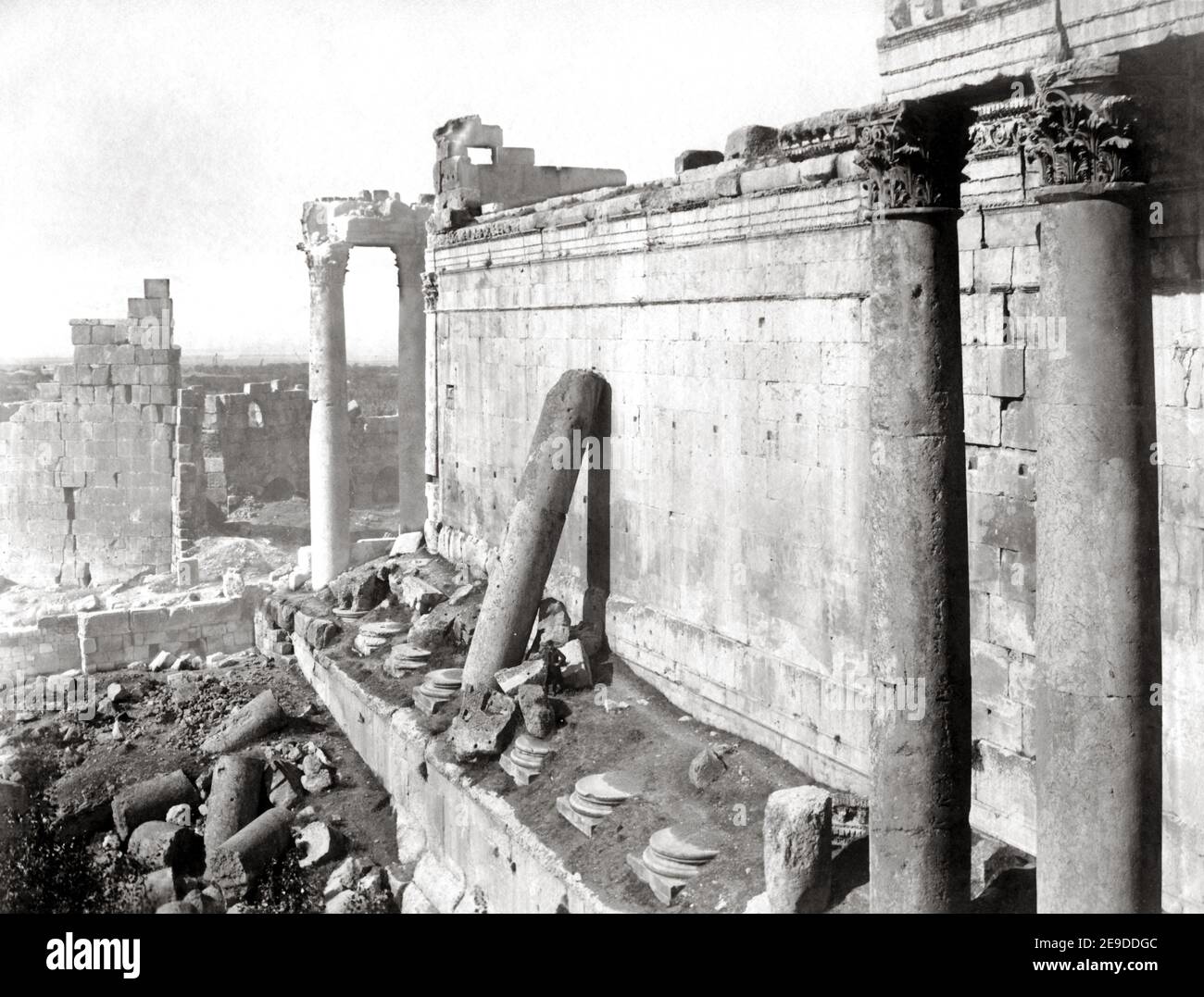 Ende 19th Jahrhundert Fotografie - Blick auf die Ruinen in Baalbek, Libanon, c.1880 Stockfoto