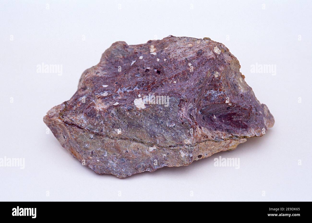 Rhyolit ist ein vulkanisches Gestein, das reich an Kieselsäure ist. Probe. Stockfoto