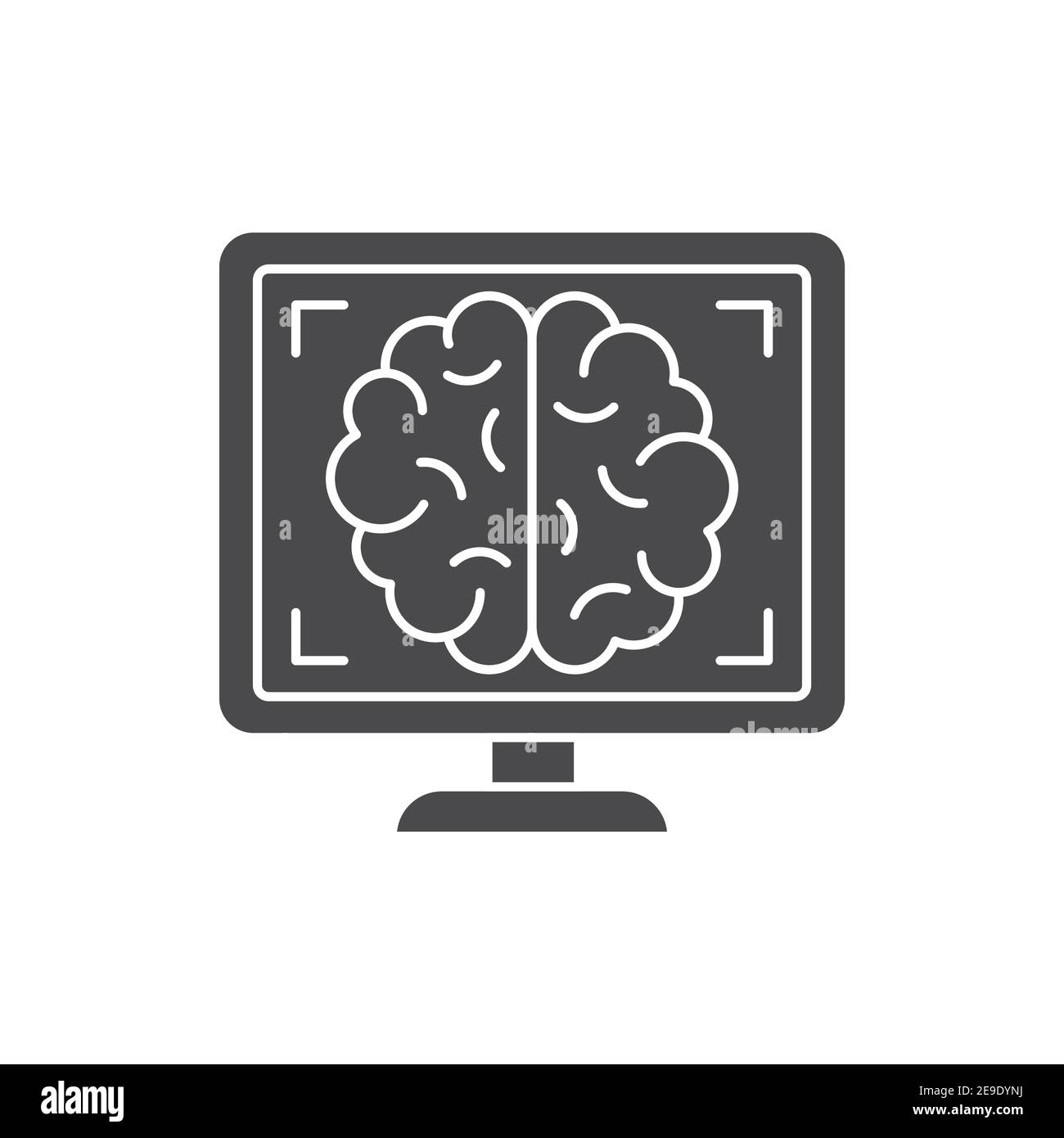 Schwarzes Glyphensymbol des MRT-Gehirns. Medizinisches und wissenschaftliches Konzept. Labordiagnostik. Piktogramm für Web, mobile App, Promo. UI-UX-Designelement Stock Vektor