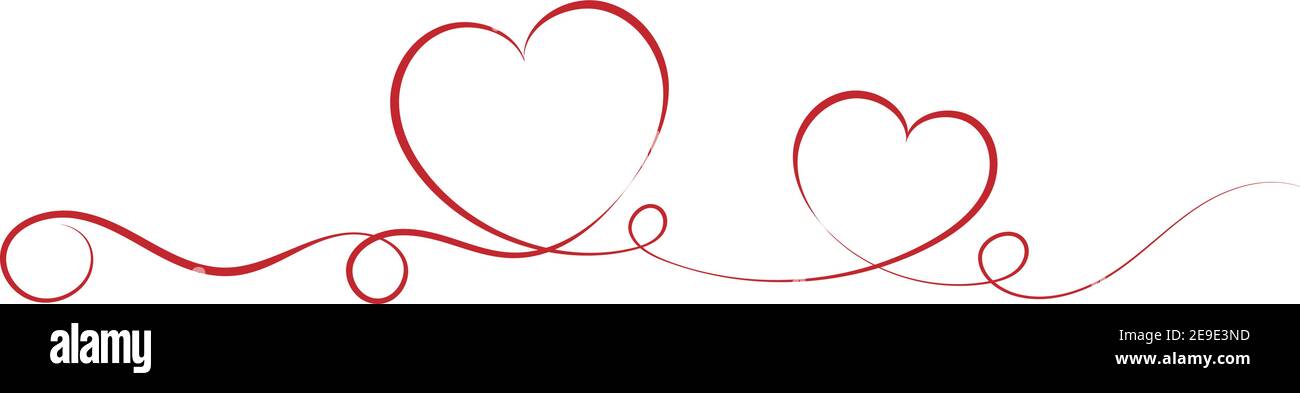 Rote Single stroke Band Banner mit Herz-Formen, Liebe und Zuneigung Vektor-Illustration Stock Vektor