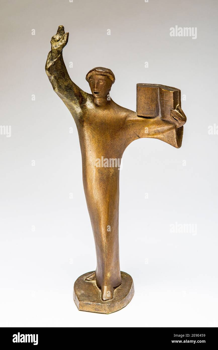Der Prediger, Patina-Gipskulptur 1957 des französischen Bildhauers Jean Henninger Stockfoto