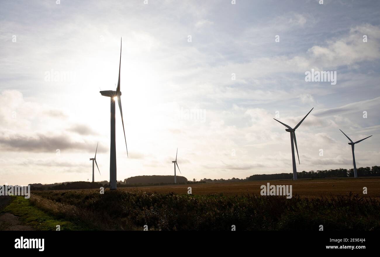 Windturbinen in Naturschutzgebieten in Yorkshire Stockfoto