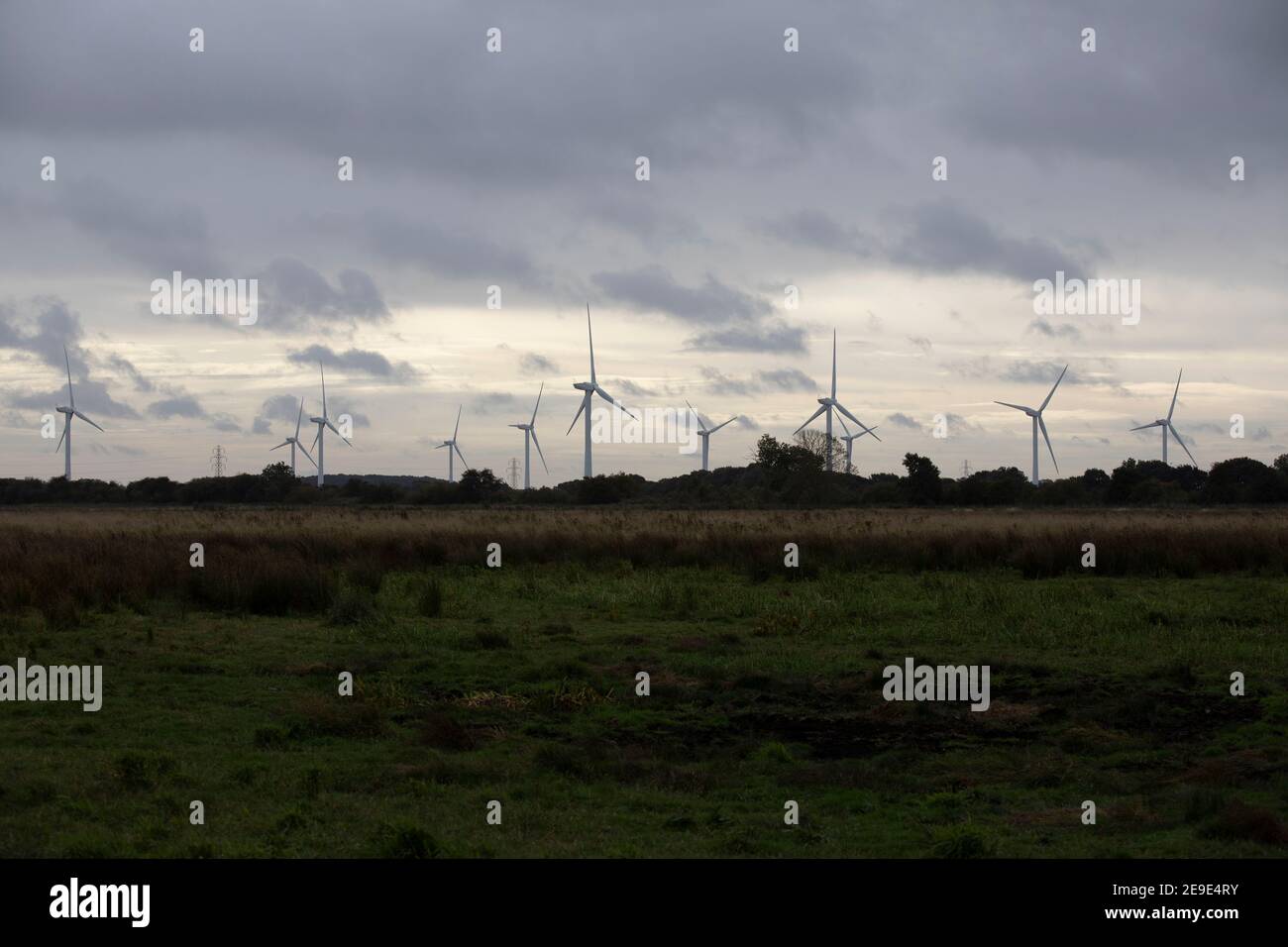 Windturbinen in Naturschutzgebieten in Yorkshire Stockfoto