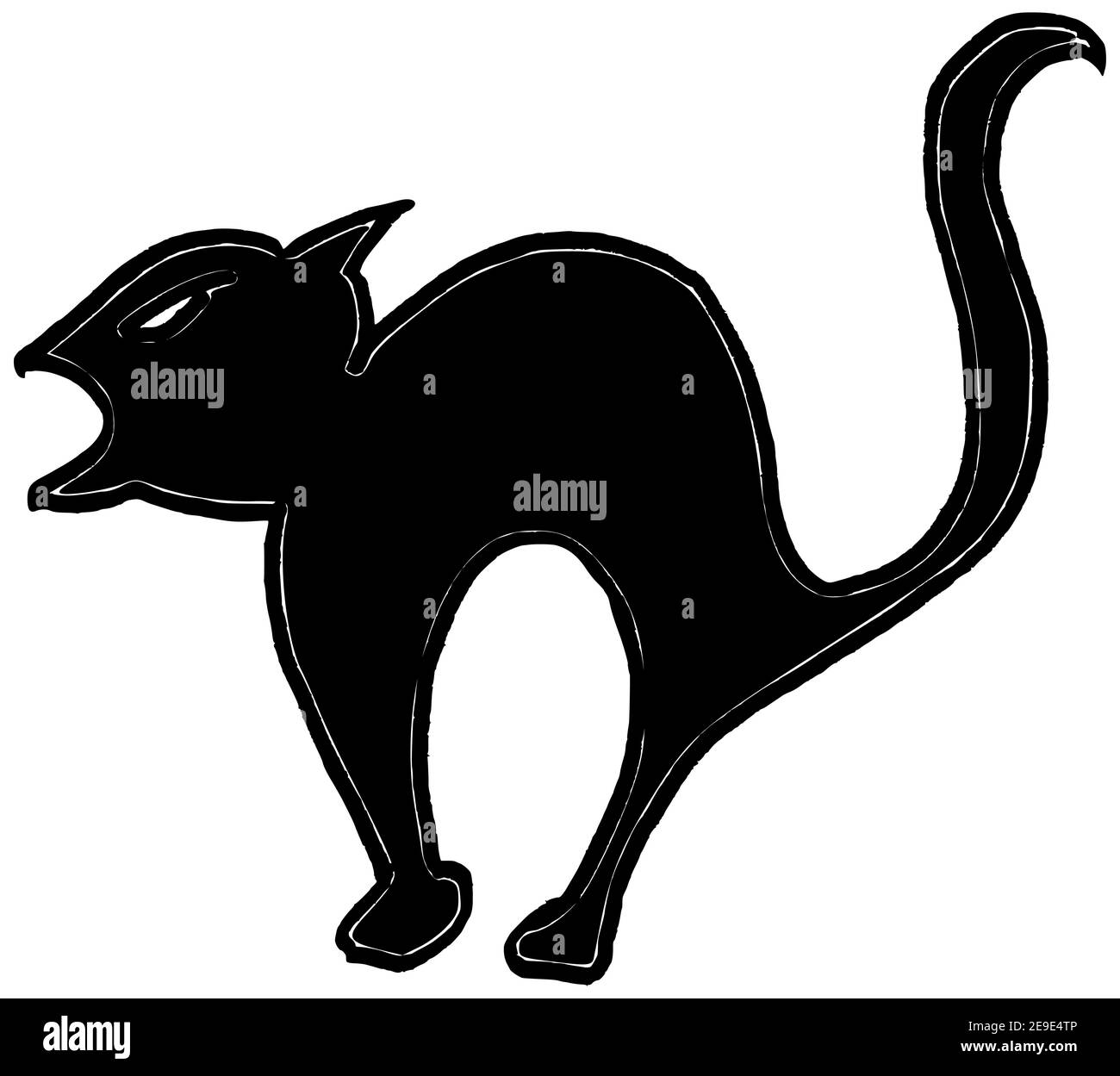 Wütend und wütend schwarze Katze Vektor freie Hand Zeichnung Stockfoto