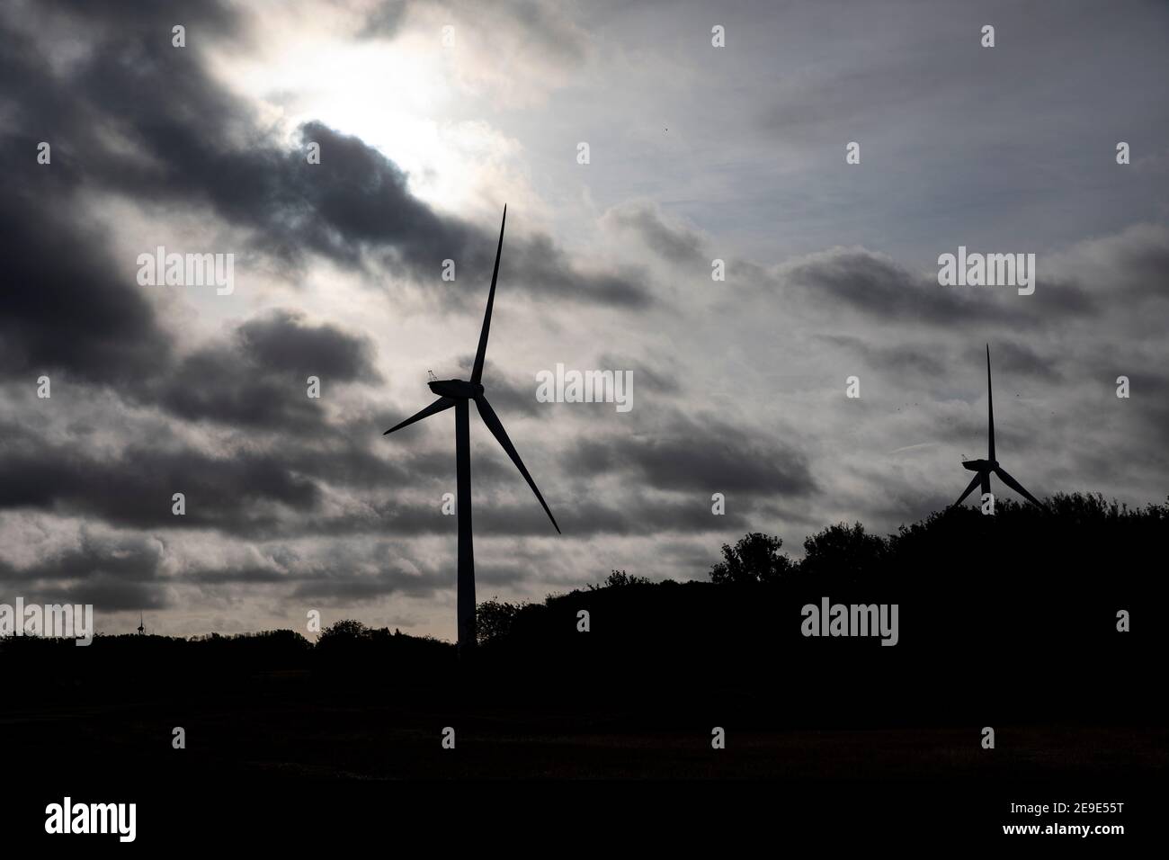 Windturbinen in Naturschutzgebieten in Yorkshire Stockfoto