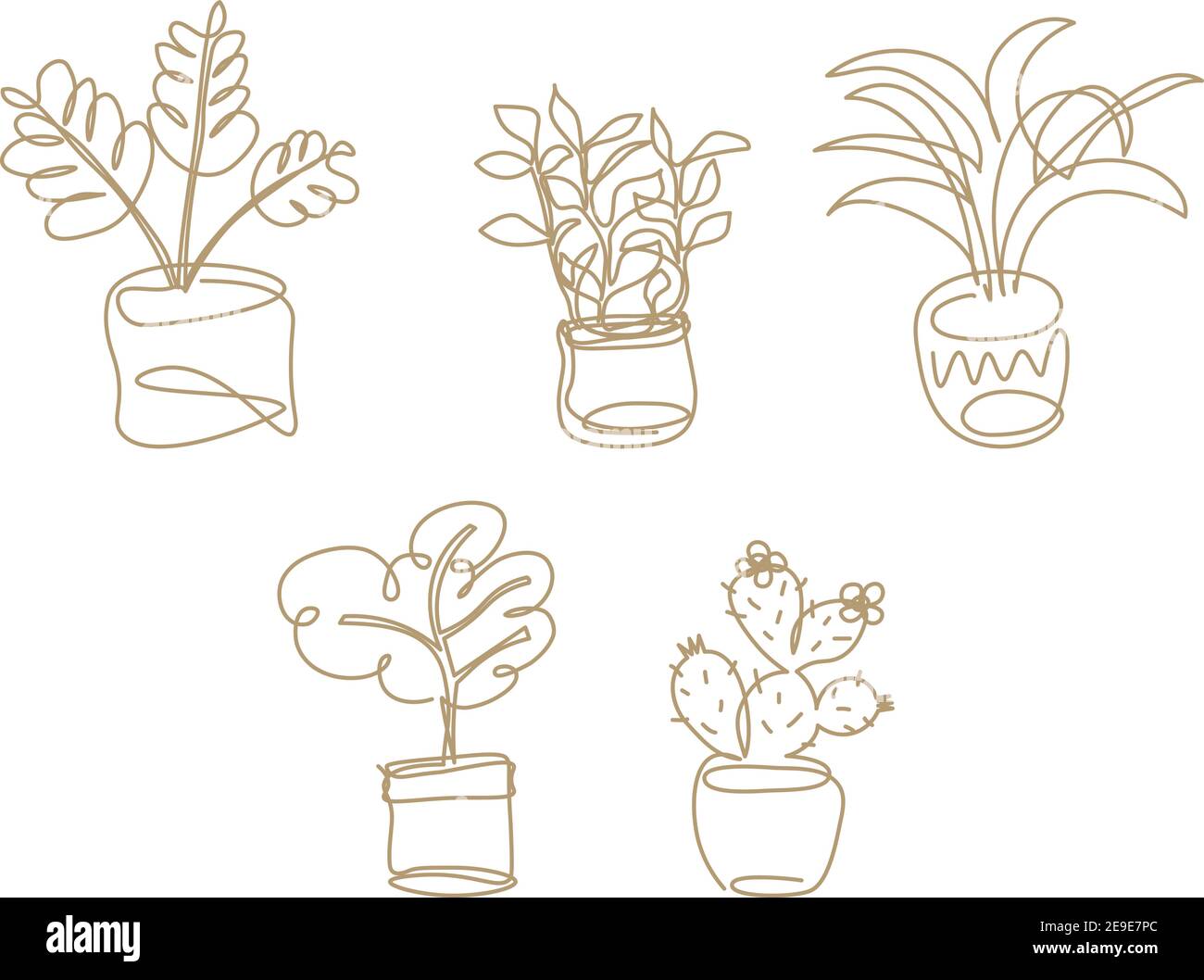 Icon Set von Umriss botanischen Kritzeleien. Die abstrakten grafischen Elemente der fortlaufenden Linienzeichnung auf transparentem Hintergrund Stock Vektor