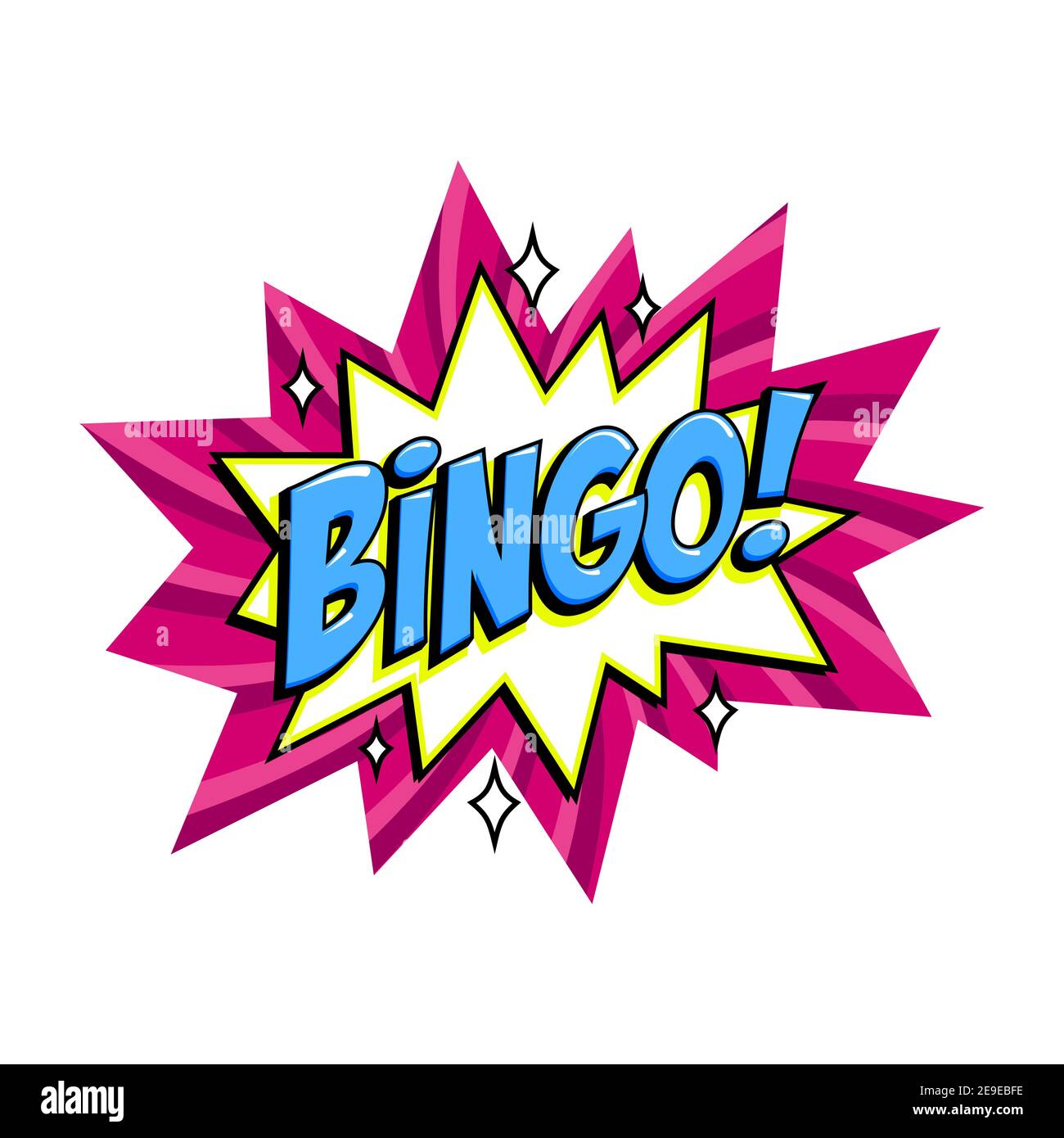 Bingo - Lotterie rosa Vektor-Banner. Lotterie-Spiel Hintergrund in Comic Pop-Art-Stil. Cartoon Vektorgrafik. Stock Vektor