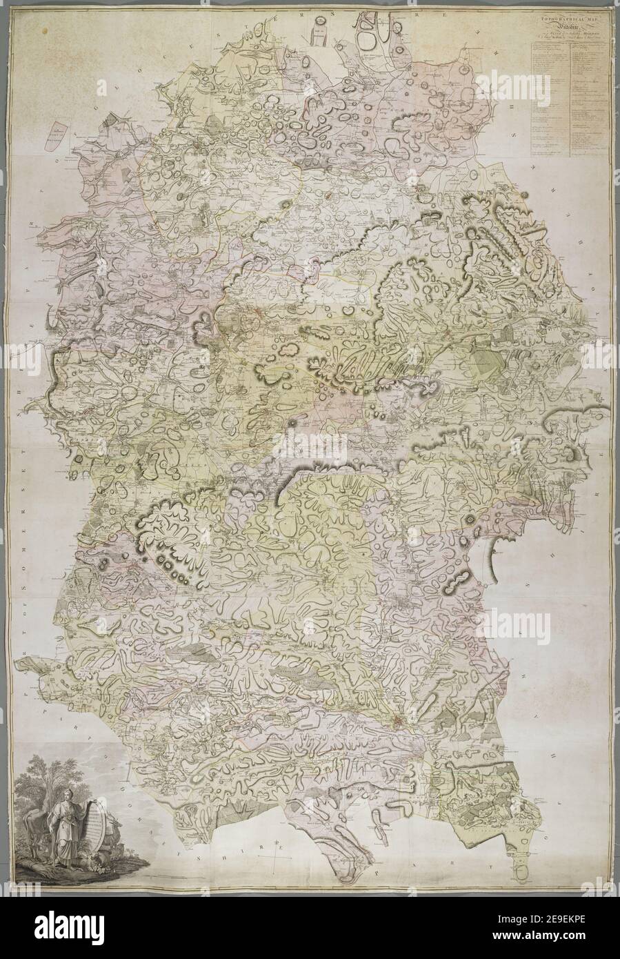 Eine TOPOGRAPHISCHE KARTE VON WILTSHIRE Autor Andrews, John 43.30.8 tab.end Erscheinungsort: London Verlag: Veröffentlicht nach Act of Parliament Augt. 19th. 1773. , verkauft von A. Dury in Dukes Court St. Martins Lane, , Jno. Andrews No,5 Bridge Court, Westminster Bridge., Erscheinungsdatum: 1773. Objekttyp: 1 Karte Medium: Handfarbig Maße: 273 x 189 cm ehemaliger Besitzer: George III, König von Großbritannien, 1738-1820 Stockfoto
