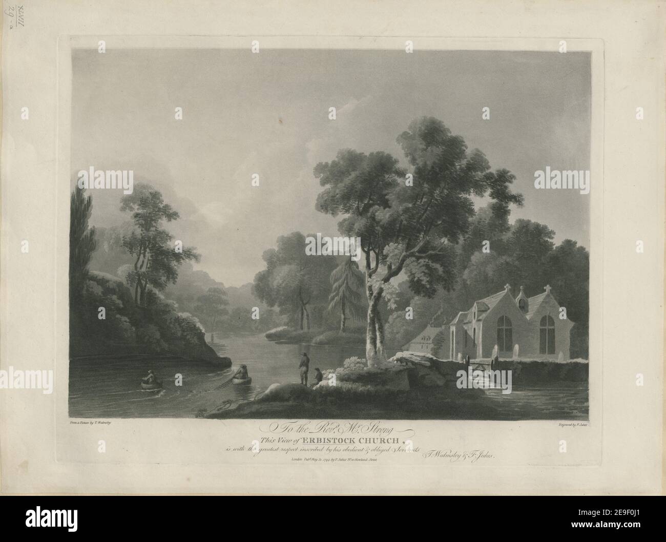 An die Rev.d Herr Strong Diese Ansicht der Erbistock Kirche, Autor Jukes, Francis 47,29.a. Erscheinungsort: London Verlag: Pub.d May. 31. 1794, von F. Jukes, Nr. 10, Howland Street., Erscheinungsdatum: [1794] Objekttyp: 1 Druckmedium: Radierung und Aquatinta Maße: Platemark 35,5 x 45,0 cm. Ehemaliger Besitzer: George III., König von Großbritannien, 1738-1820 Stockfoto