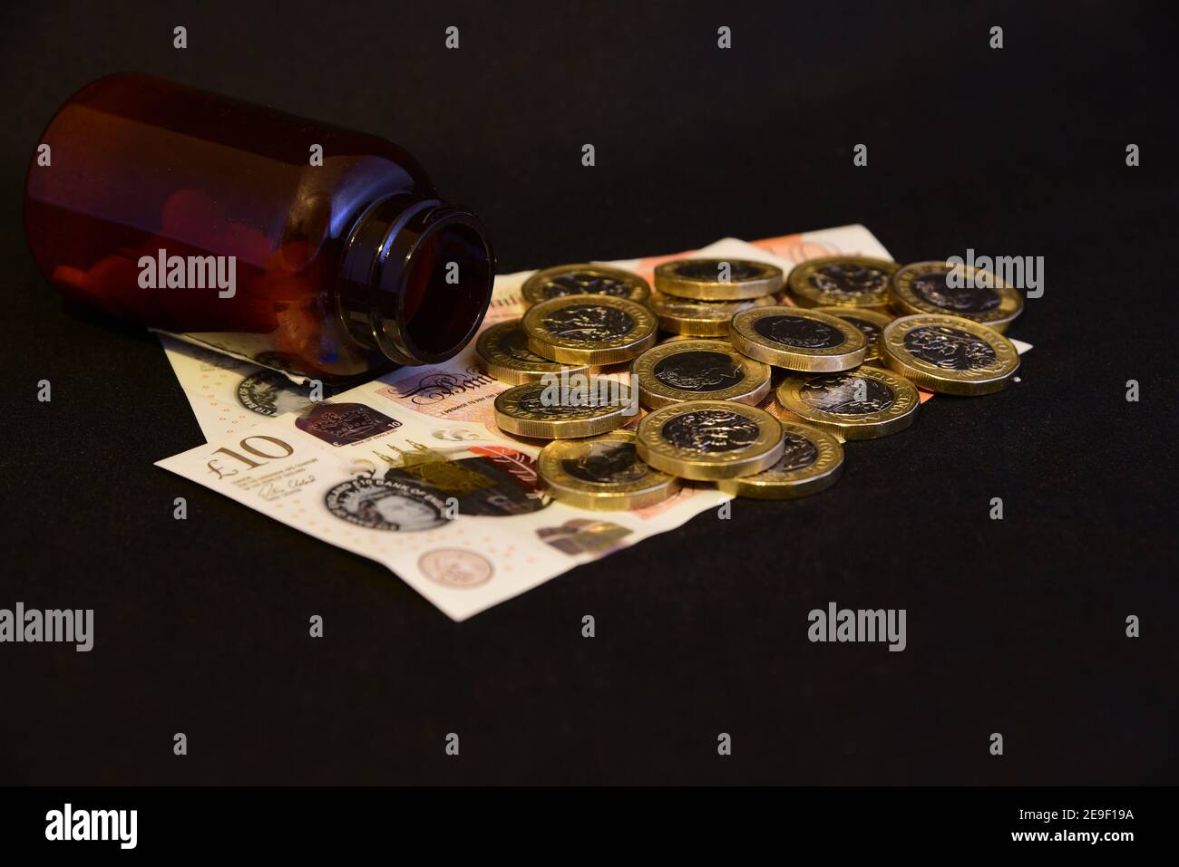 Kosten für Medikamente Stockfoto