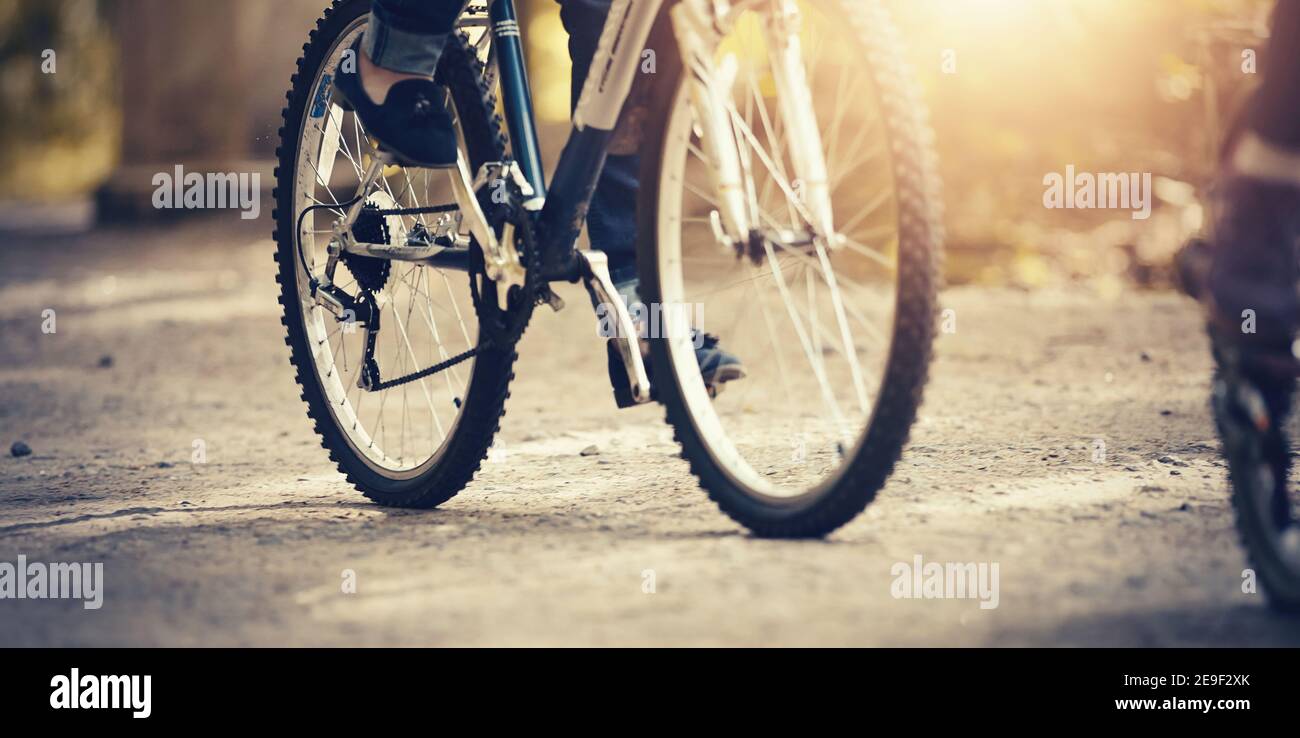 Sportfahrräder. Aktivitäten im Freien. Sport-Radtour im Park. Stockfoto