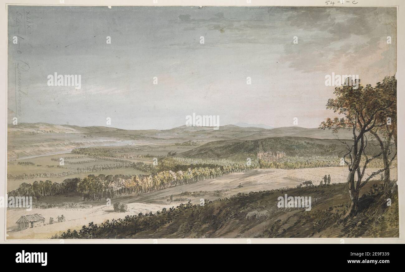 Drumlanrig. Autor Sandby, Paul 49,54.1.c. Erscheinungsdatum: [Ca. 1751] Objekttyp: 1 Zeichnung Medium: Feder und schwarze Tinte mit Aquarell Maße: Blatt 24,9 x 41,7 cm Ex-Besitzer: George III, King of Great Britain, 1738-1820 Stockfoto