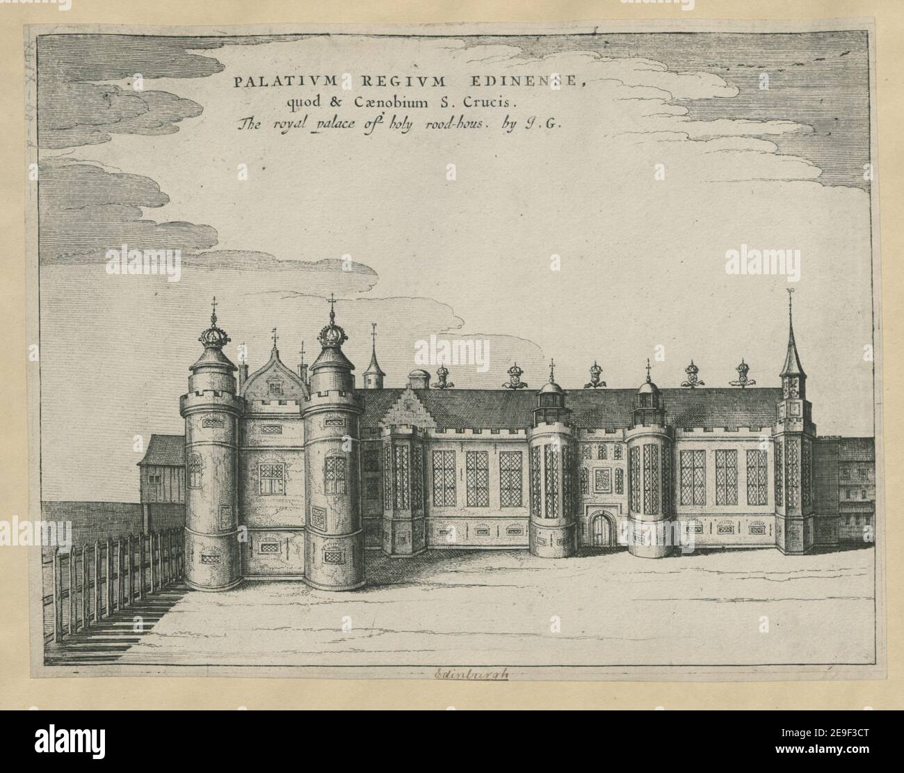 PALATIUM REGIUM EDINENSE quod & Caenobium S. Crucis. = der königliche Palast des heiligen Rood House. Autor Wit, Frederik de 49,68.d. Erscheinungsort: [Amsterdam] Verlag: [Verlag nicht identifiziert] Erscheinungsdatum: [Ca. 1690] Objekttyp: 1 Print Medium: Radierung Abmessungen: Blatt 20,7 x 27,4 cm. Ehemaliger Besitzer: George III., König von Großbritannien, 1738-1820 Stockfoto