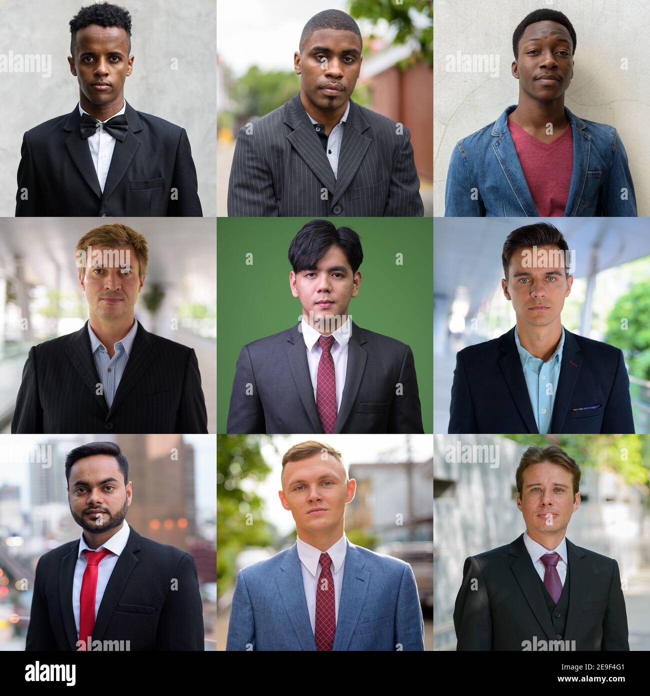 Porträt von multiethnischen Geschäftsleuten, die die Kamera betrachten Stockfoto