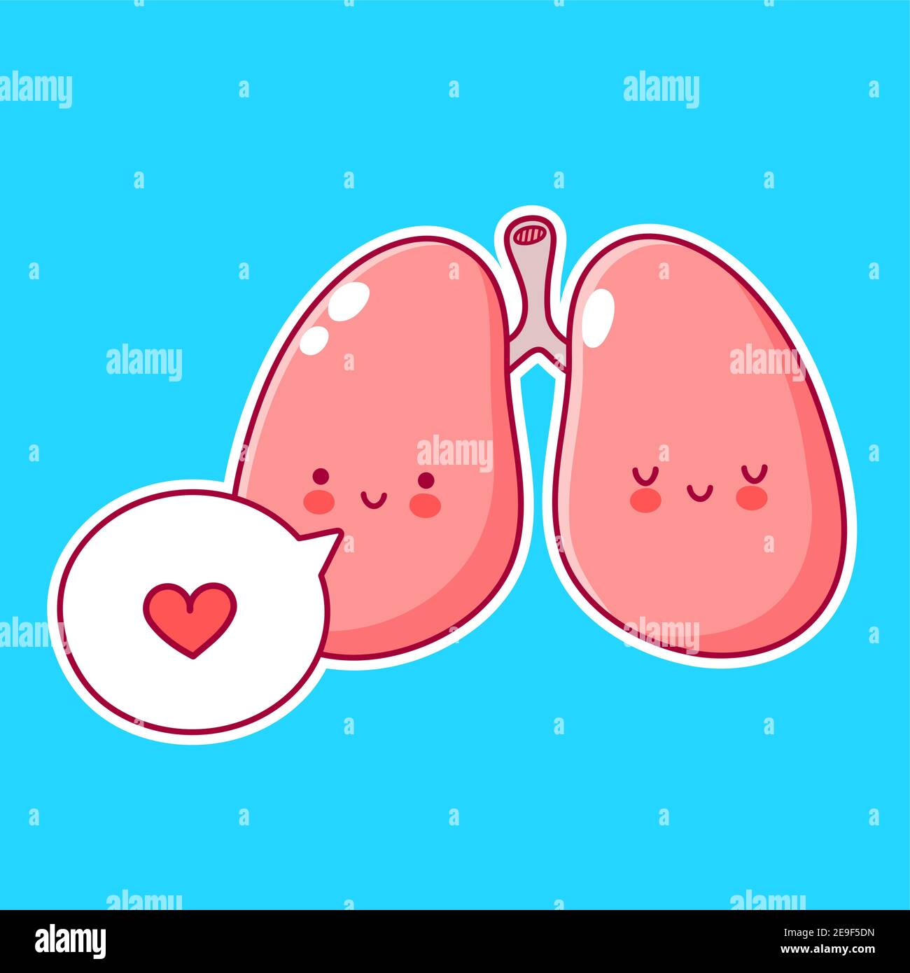 Nette lustige menschliche Lunge Organ Charakter mit in Sprechblase. Vektor flache Linie Cartoon kawaii Figur Illustration Symbol. Lunge Organ Charakter Konzept Stock Vektor