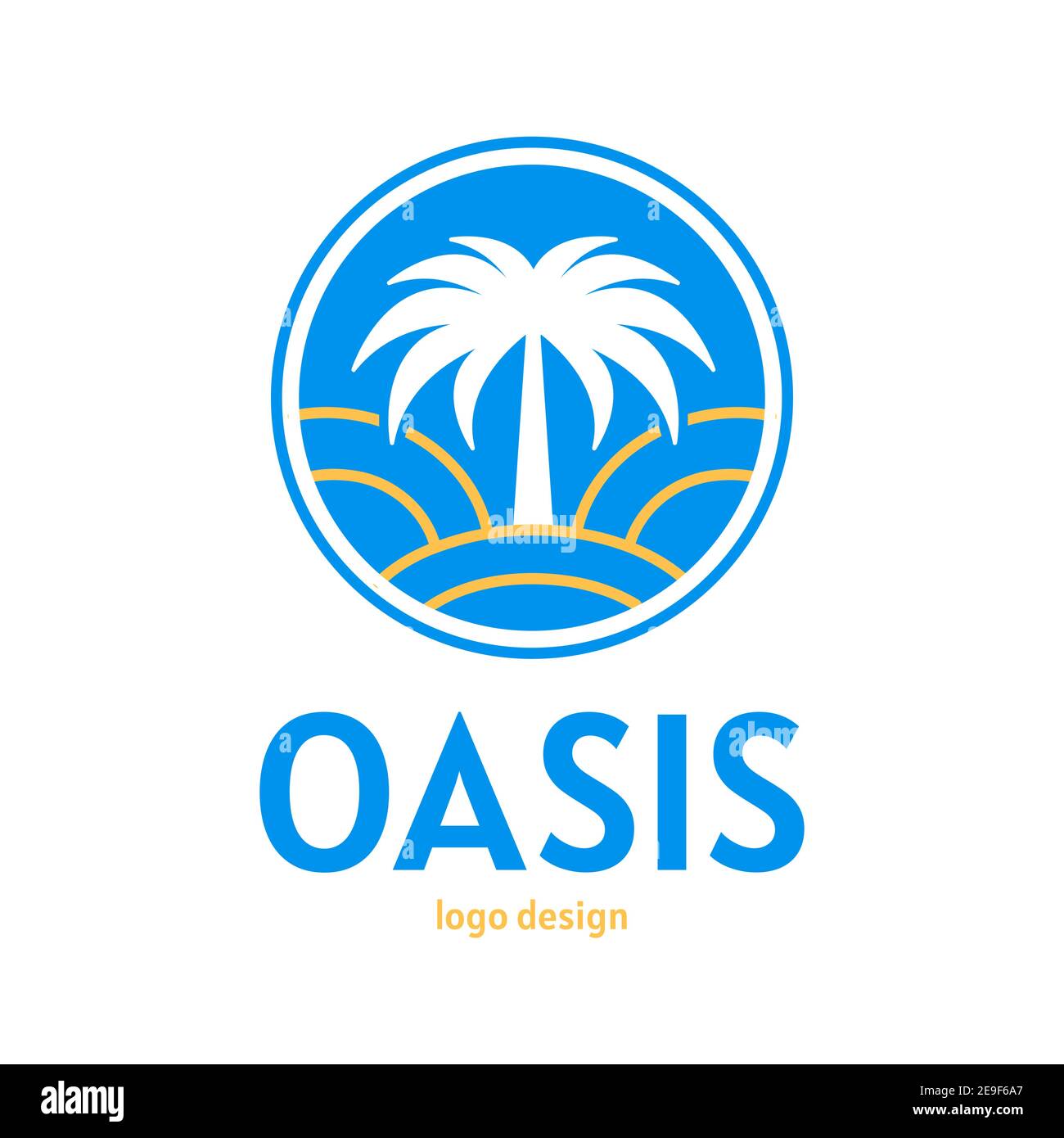 Oasis Logo Vorlage entworfen. Symbol für flache Vektorgrafik. Isoliert auf weißem Hintergrund. Palm, OASIS Logo Konzept Stock Vektor