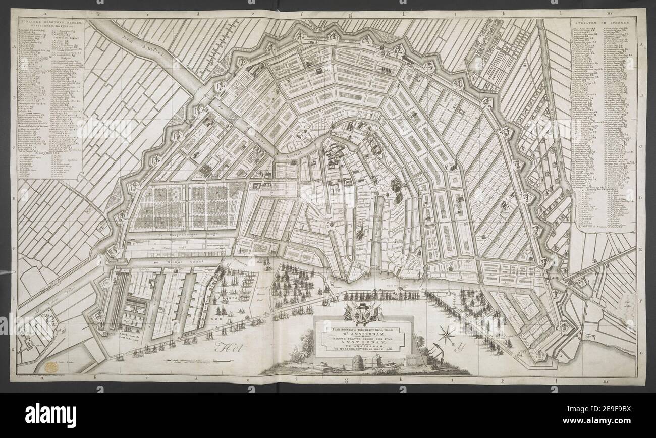 PLAN NOUVEAU & TREÃÄS EXACT DE LA VILLE D'AMSTERDAM = NIEUWE PLATTE GROB DER STAD AMSTERDAM. Autor Baarsel, C. van 106,62. Erscheinungsort: TE AMSTERDAM Verlag: By MORTIER, COVENS en ZOON, Erscheinungsdatum: 1796. Objekttyp: 1 Karte Medium: Kupferstich Maße: Blatt 54,2 x 93,5 cm ehemaliger Besitzer: George III, König von Großbritannien, 1738-1820 Stockfoto