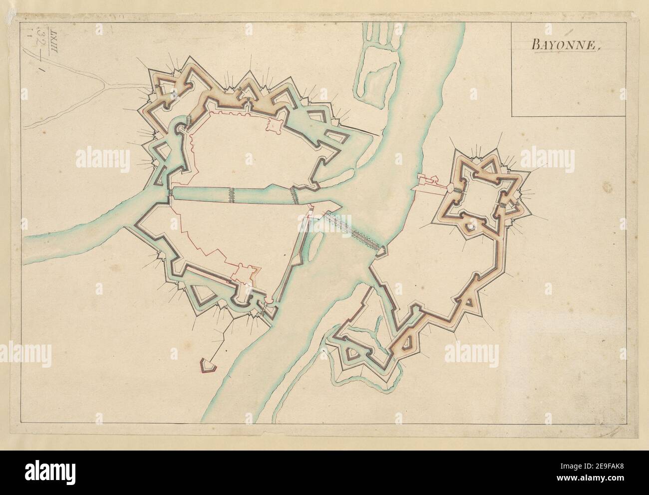 BAYONNE. Karteninformationen: Titel: BAYONNE. 63,32.1. Erscheinungsdatum: [Ca. 1710] Objekttyp: 1 Karte Medium: Tusche und Wäsche Maße: 29,5 x 44,6 cm ehemaliger Besitzer: George III., König von Großbritannien, 1738-1820 Stockfoto