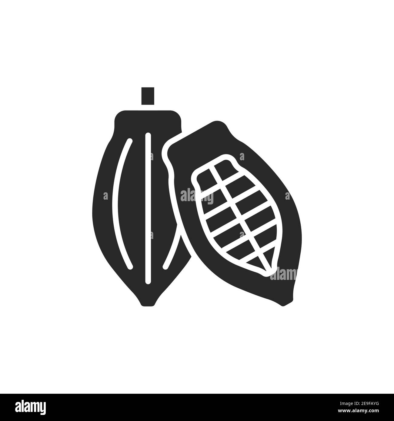 Schwarzes Glyphen-Symbol für Kakaoschote. Isoliertes Vektorelement. Skizzieren Piktogramm für Web-Seite, mobile App, Promo. Stock Vektor