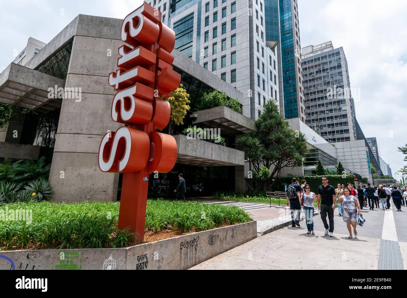 Banco Safra Headquarters ist eine brasilianische multinationale Bank und belegt damit Platz zehn unter den größten Finanzinstituten des Landes. Die H.Q ist auf A Stockfoto