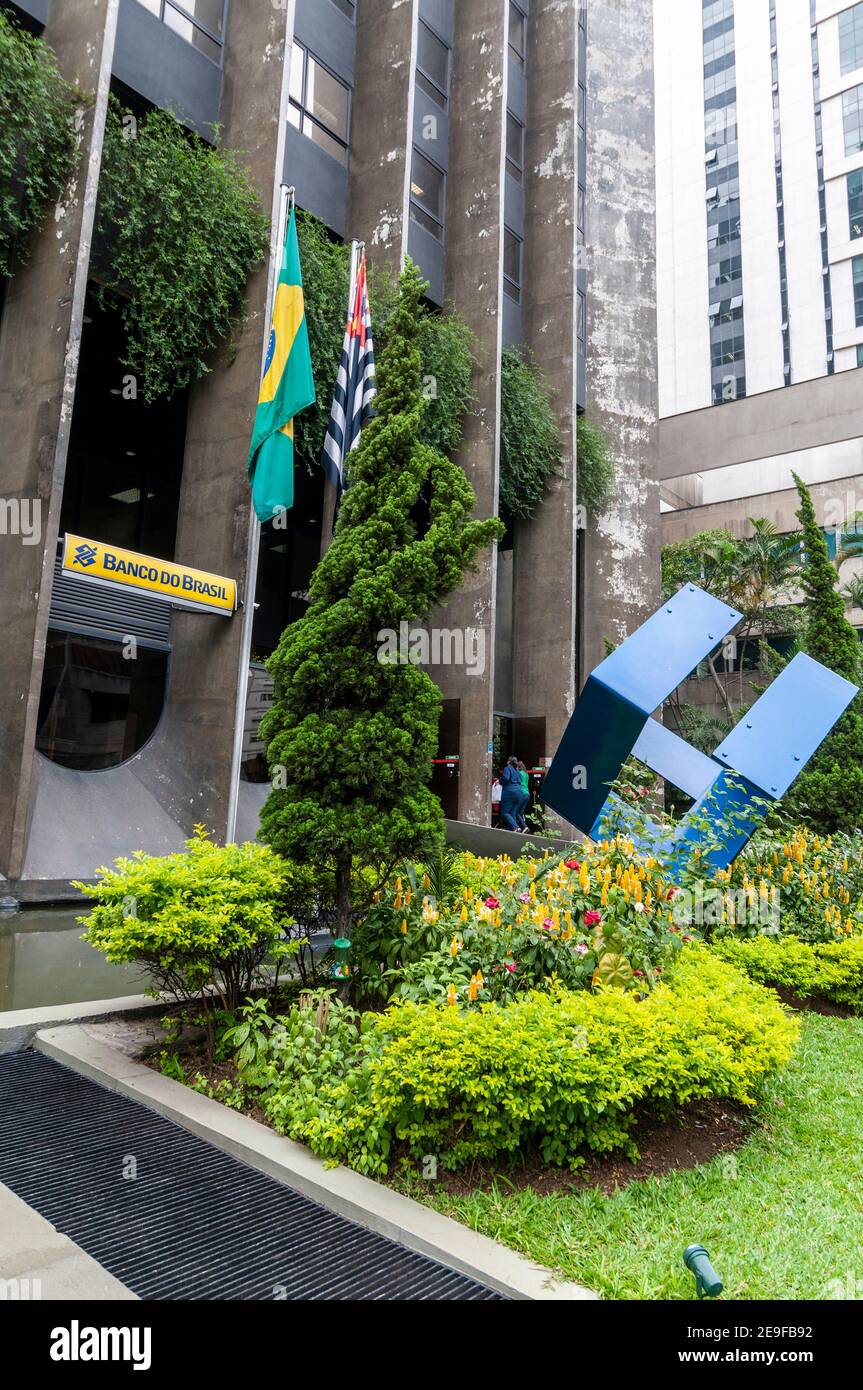 Sitz der Banco do Brasil an der Avenida Paulista, dem wichtigsten Finanzzentrum von Sao Paulo in Brasilien. Stockfoto