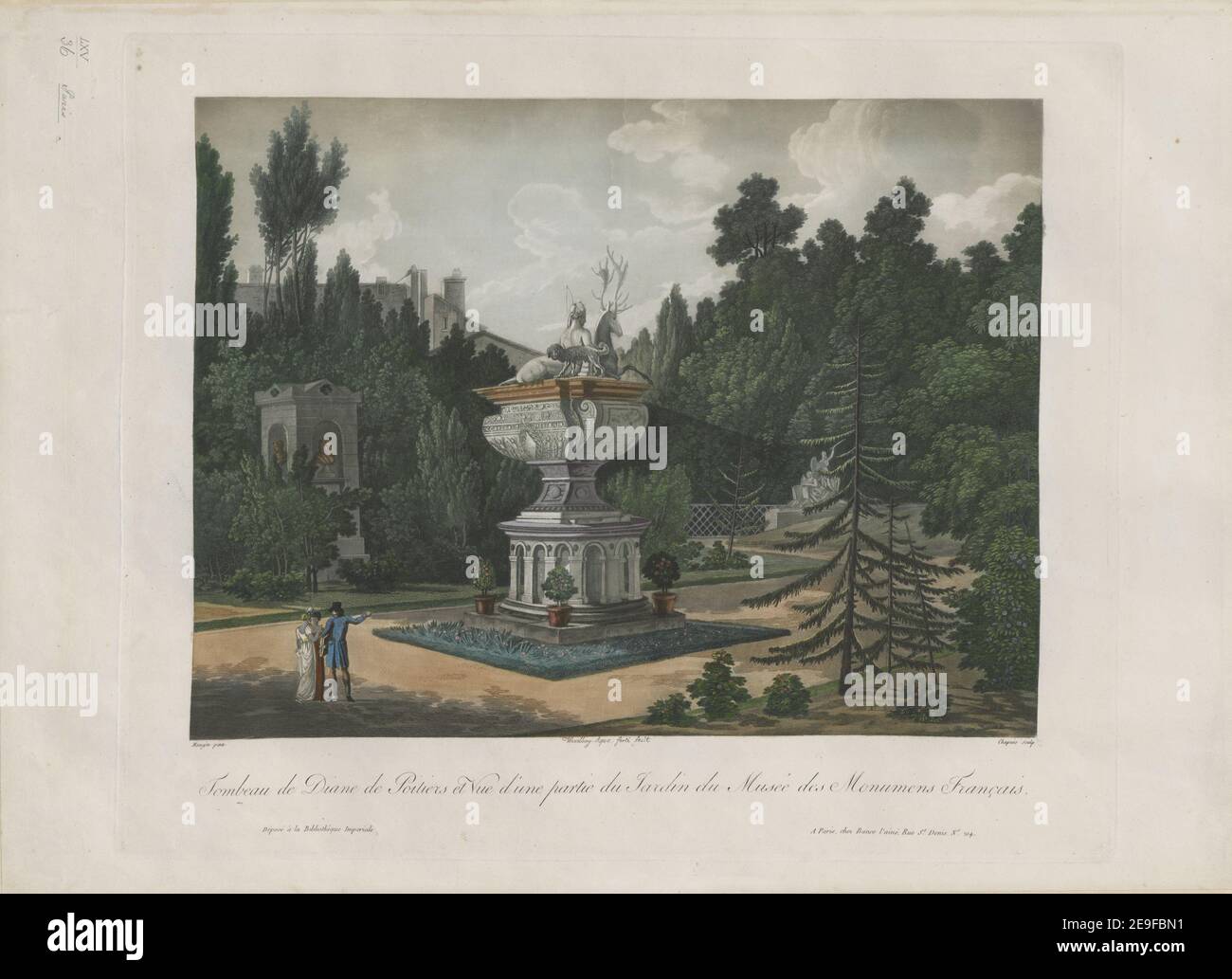 Tombeau de Diane de Poitiers et Vue d'une Partie du Jardin du MuseÃÅe des Monumens FrancÃßais. Autor Chapuy, Nicolas-Marie-Joseph 65,36. Erscheinungsort: A Paris, Verlag: chez Bance l'aiÃÇneÃÅ, Rue St Denis, Nr. 214, Erscheinungsdatum: [Ca. 1810] Artikeltyp: 1 Print Medium: Soft-Ground Radierung Maße: Platemark 37,8 x 46 cm, auf Blatt 41,2 x 56,7 cm ehemaliger Besitzer: George III, König von Großbritannien, 1738-1820 Stockfoto