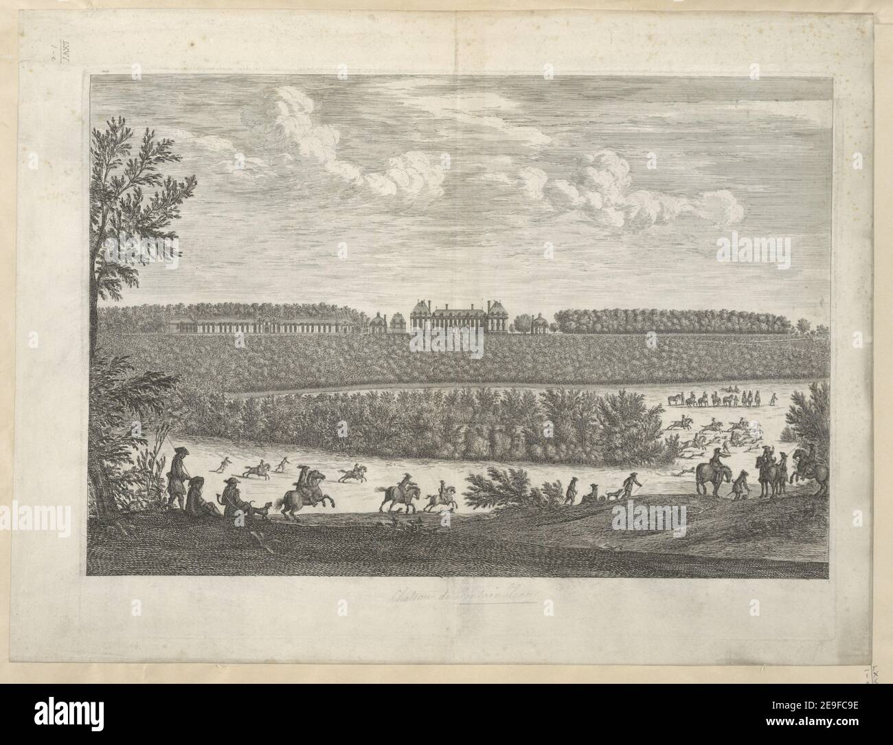 ChaÃÇteau de Fontainebleau . Visuelle Materialinformationen: Titel: [ChaÃÇteau de Fontainebleau]. 66,1.e. Ort der Veröffentlichung: [Paris?] Verlag: [Verlag nicht identifiziert] Erscheinungsdatum: [Zwischen 1600 und 1699] Artikeltyp: 1 Druckmedium: Radierung und Gravur Maße: Plattenmark 38,5 x 50 cm, auf Blatt 43,2 x 57 cm ehemaliger Besitzer: George III., König von Großbritannien, 1738-1820 Stockfoto