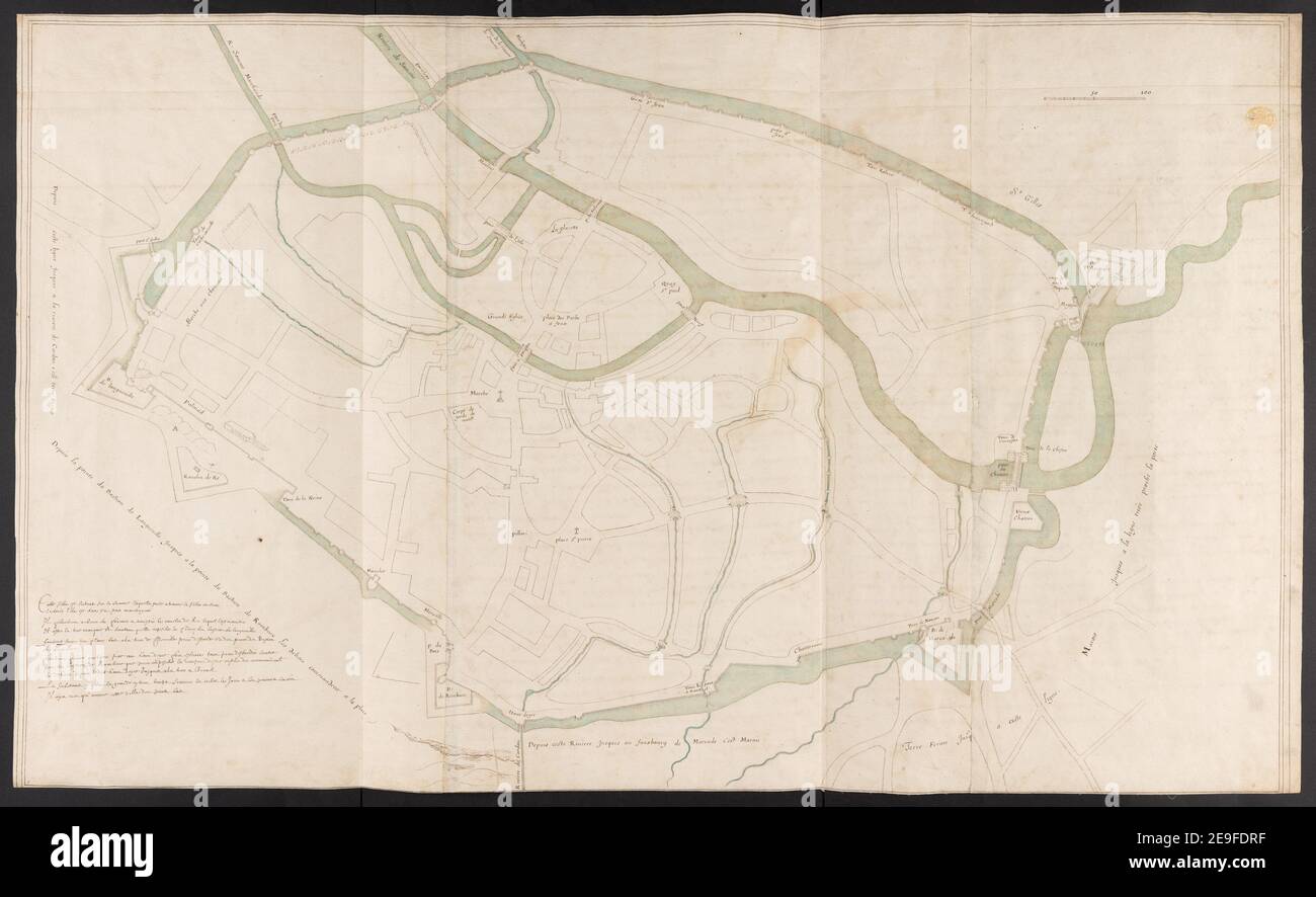 Plan von Abbeville . Karteninformationen: Titel: [Plan von Abbeville]. 69,24. Erscheinungsort: [Frankreich] Verlag: [Unbekannter Produzent] Erscheinungsdatum: [1630 c.] Art des Artikels: 1 Karte Medium: Feder und Tinte mit farbiger Wäsche Maße: 52,2 x 85,6 cm ehemaliger Besitzer: George III, König von Großbritannien, 1738-1820 Stockfoto