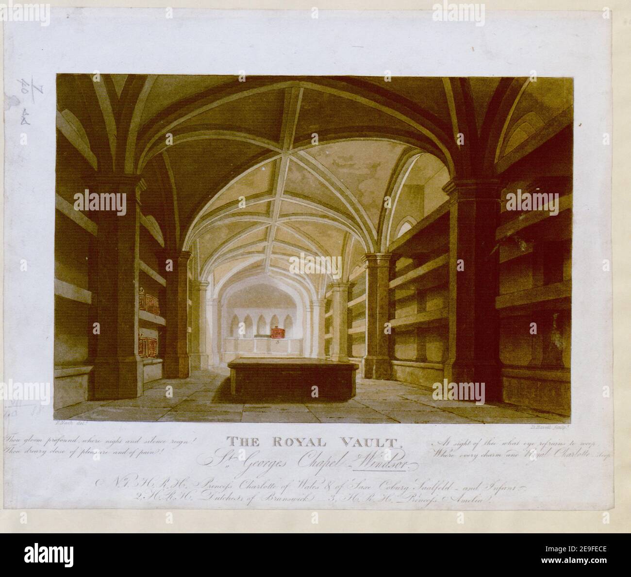 THE ROYAL VAULT Autor Havell, Daniel 7,40.ss. Erscheinungsort: [London] Verlag: [Published Decr. 4th 1817 at R. Ackermann's 101 Strand, London] Erscheinungsdatum: [Dezember 4 1817] Objekttyp: 1 Druckmedium: Aquatinta und Radierung mit Handkolorierung Maße: Blatt 23,1 x 28,3 cm ehemaliger Besitzer: George III., König von Großbritannien, 1738-1820 Stockfoto