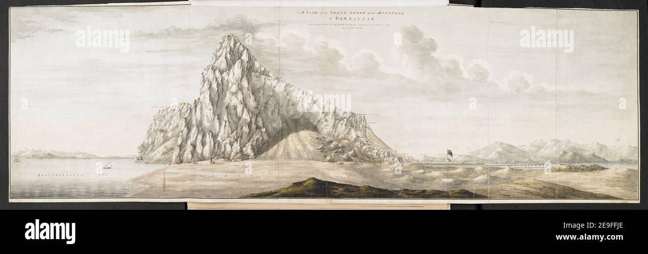 Blick auf die Nordfront des Berges von Gibraltar Autor Test, William 72,48.c. Datum der Veröffentlichung: 1779. Art des Artikels: 1 Zeichnung Medium: Graue Tinte mit grauem Waschmittel und Aquarell Maße: Blatt 51 x 165 cm ehemaliger Besitzer: George III, König von Großbritannien, 1738-1820 Stockfoto