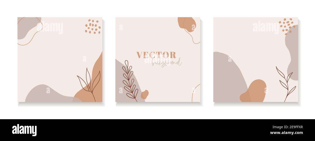 Set von abstrakten floralen Hintergründe für instagram Beiträge. Vektor trendy minimal Vorlagen im Boho-Stil mit Platz für Text kopieren Stock Vektor