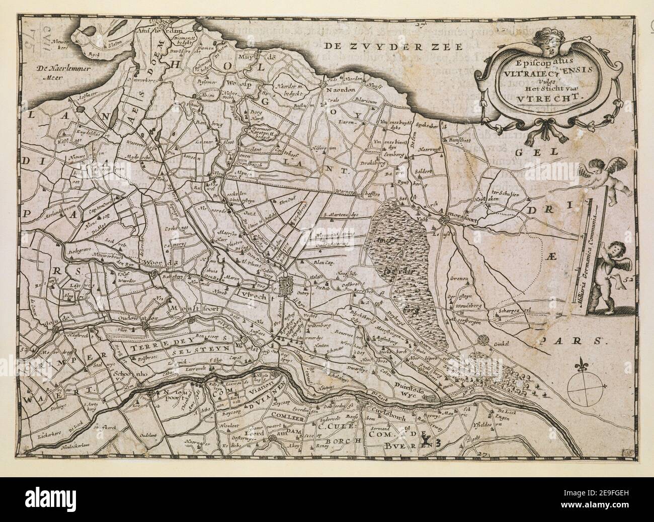 Episcopatus ULTRAIECTENSIS Vulgo Het sticht van VTRECHT. Autor Colom, Jacob Aertsz 107,75. Erscheinungsort: [Amsterdam] Verlag: [Jacob Aertsz. Colom] Erscheinungsdatum: [Zwischen 1632 und 1671] Objekttyp: 1 Karte Medium: Kupferstich Maße: 15,6 x 21,8 cm ehemaliger Besitzer: George III., König von Großbritannien, 1738-1820 Stockfoto