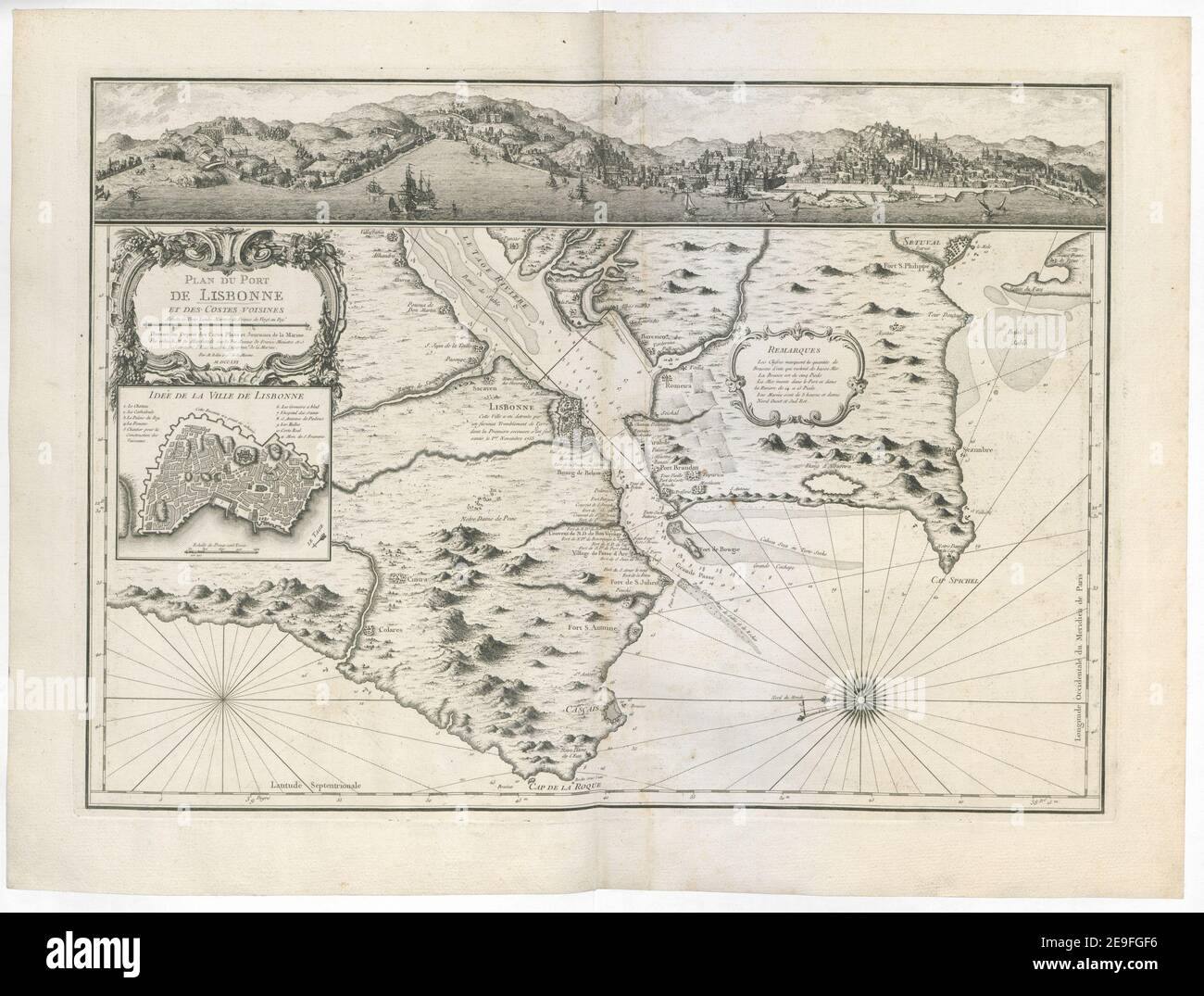 PLAN DU PORT DE LISBONNE ET DES COCTES VOISINES Autor Bellin, Jacques Nicolas 74,63. Erscheinungsort: [Paris] Verlag: [Jacques Nicolas Bellin] Par ordre de M. de Machault Garde des Sceaux de France Ministre et Secretaire d'Etat aiant le Departemt. De la Marine, Erscheinungsdatum: 1756. Objekttyp: 1 Karte Maße: 54 x 43 cm ehemaliger Besitzer: George III., König von Großbritannien, 1738-1820 Stockfoto