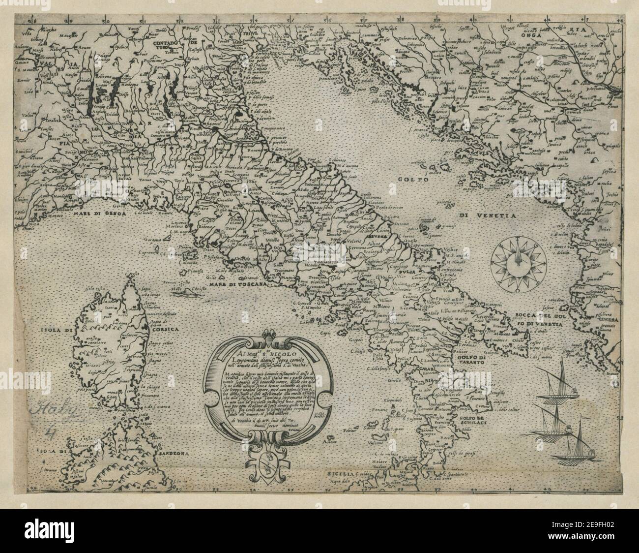 Karte von Italien Autor Zenoi, Domenico 75,4. Erscheinungsort: [Venedig] Verlag: oratio berteli Erscheinungsdatum: [1574] Objekttyp: 1 Karte Medium: Kupferstich Maße: 19,9 x 26,0 cm Ex-Besitzer: Georg III., König von Großbritannien, 1738-1820 Stockfoto
