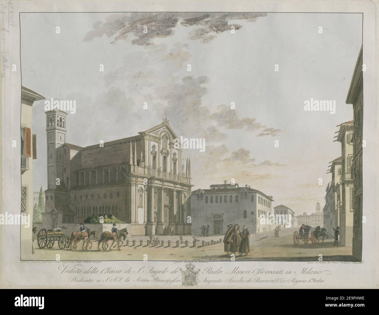 Veduta della Chiesa di S. Angelo de Padri Minori Osservanti in Milano Autor Belemo, Francesco 77,39.b,1. Erscheinungsort: [Mailand] Verlag: [Keine Vergeben] Erscheinungsdatum: [1808] Art der Publikation: 1 Print Medium: Handkolorierte Radierung Maße: Platemark 35,7 x 44,9 cm, auf Blatt 35,8 x 46,4 cm (getrimmt unten platemark am unteren Rand) ehemaliger Besitzer: George III, King of Great Britain, 1738-1820 Stockfoto