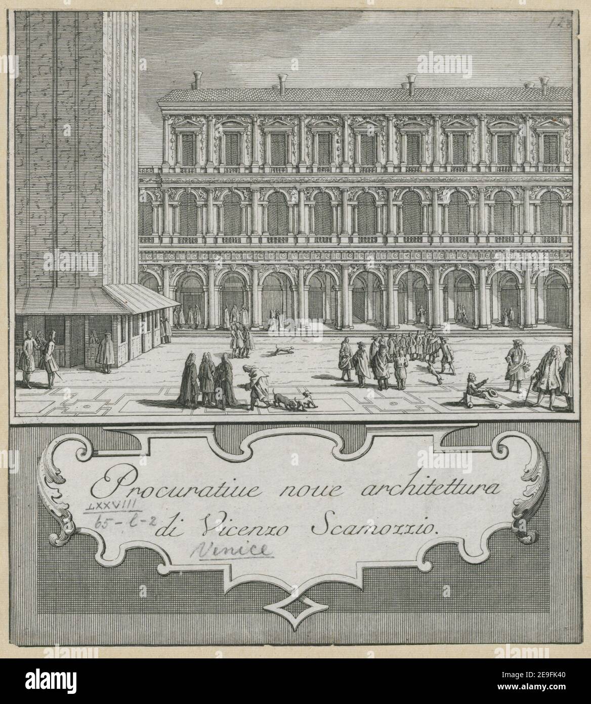 Procuratie nuove architettura di Vincenzo Scamozzi. Visual Material information: Titel: Procuratie nuove architettura di Vincenzo Scamozzi. 78,65.l,2. Erscheinungsort: [Italien?] Verlag: [Verlag nicht identifiziert] Erscheinungsdatum: [Ca. 1700] Artikeltyp: 1 Druckmedium: Gravur Maße: Blatt 15,9 x 14,4 cm ehemaliger Besitzer: George III., König von Großbritannien, 1738-1820 Stockfoto