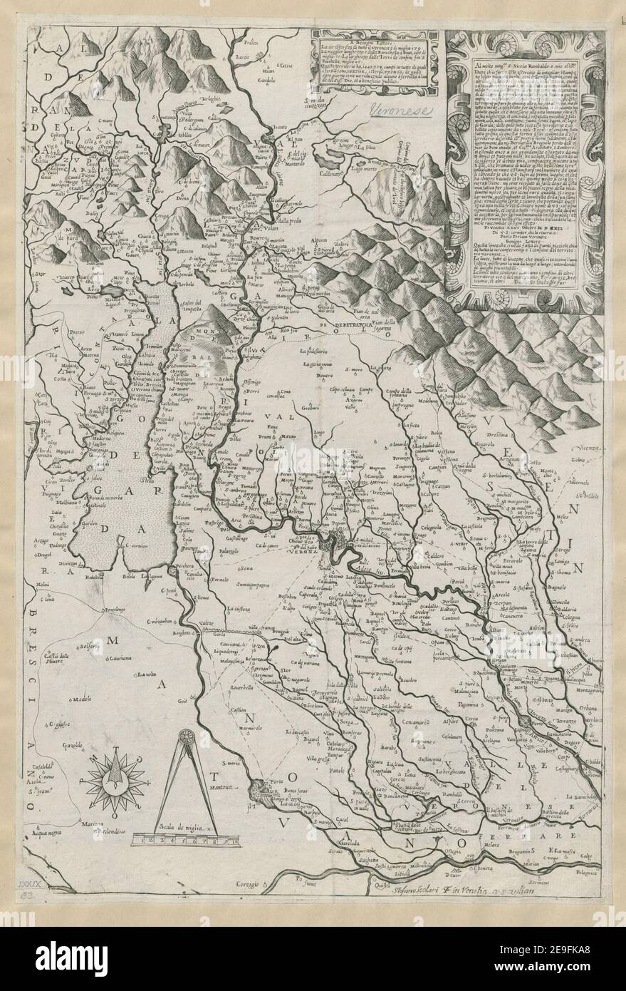 Karte des veronesischen Territoriums Autor Forlani, Paolo 79,33. Erscheinungsort: [Venedig] Verlag: Di Venetia: A xxv Ottobre M D CXII, Erscheinungsdatum: [1612.] Objekttyp: 1 Karte Medium: Kupferstich Maße: 52 x 36 cm ehemaliger Besitzer: George III, König von Großbritannien, 1738-1820 Stockfoto