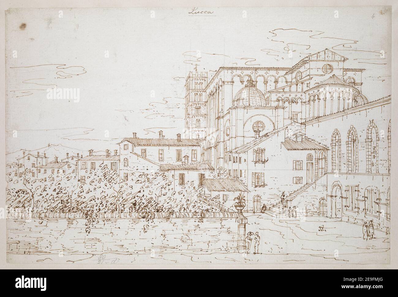 Kathedrale von Lucca aus dem Südosten. Autor Bellotto, Bernardo 80,21.d. Erscheinungsdatum: [Zwischen 1742 und 1745] Objekttyp: 1 Zeichnung Medium: Pen and ink over graphite Maße: Blatt 24,7 x 36,6 cm Ex-Besitzer: George III, King of Great Britain, 1738-1820 Stockfoto