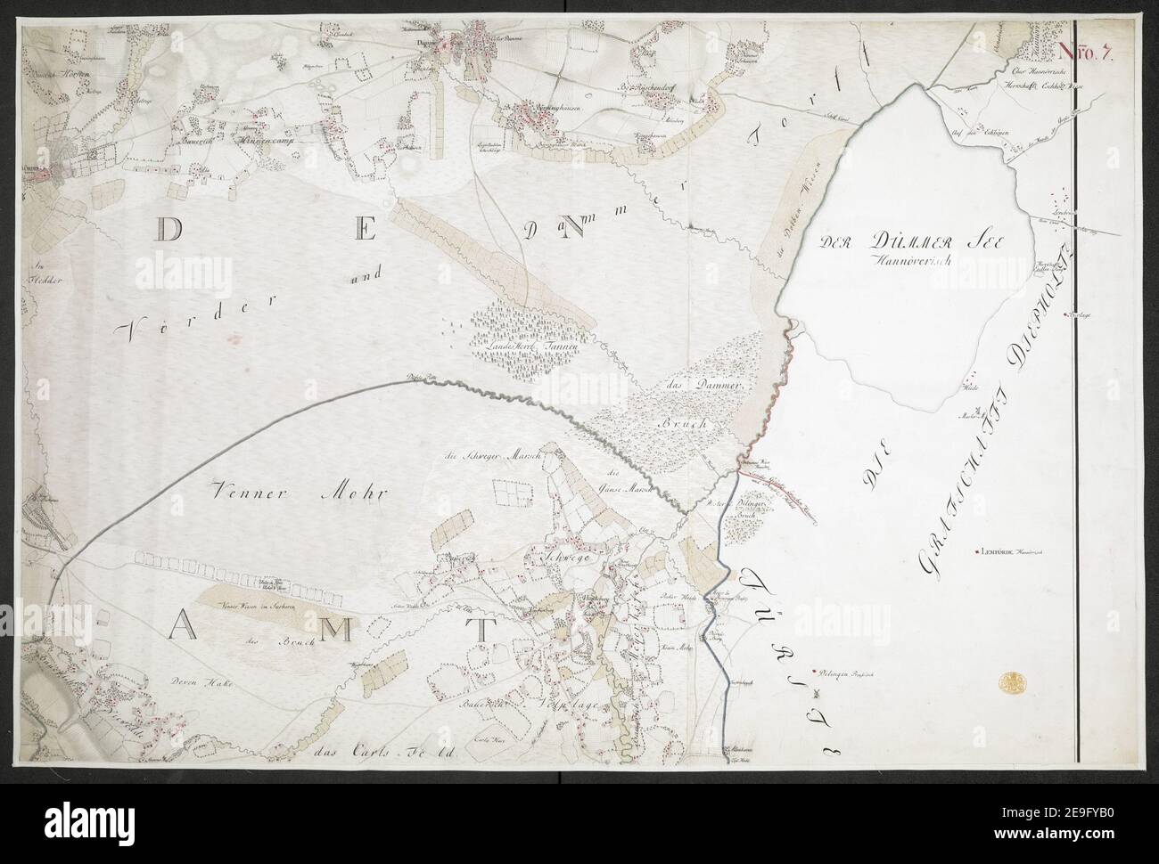 Specielle Carte des HOCHSTIFFTS OSNABRUCK in XIX Planchen Autor Bussche-Haddenhausen, Georg Wilhelm von dem 91,67.1. Erscheinungsort: [OsnabruÃàck] Verlag: Von Georg Wilhelm von dem Bussche Obrist Lieutenant unter Hochstderoselben Regimente und Frantz Christian Benoit Capitaine Lieutenant bey dem Jahren 1765, 1766 und 1767, Erscheinungsdatum: [1767.] Objekttyp: 1 Karte auf 19 Blatt + Index Medium: Handschriftenstift und Tinte, Farbe Abmessungen: Bogengrößen variieren Alter Besitzer: George III, König von Großbritannien, 1738-1820 Stockfoto