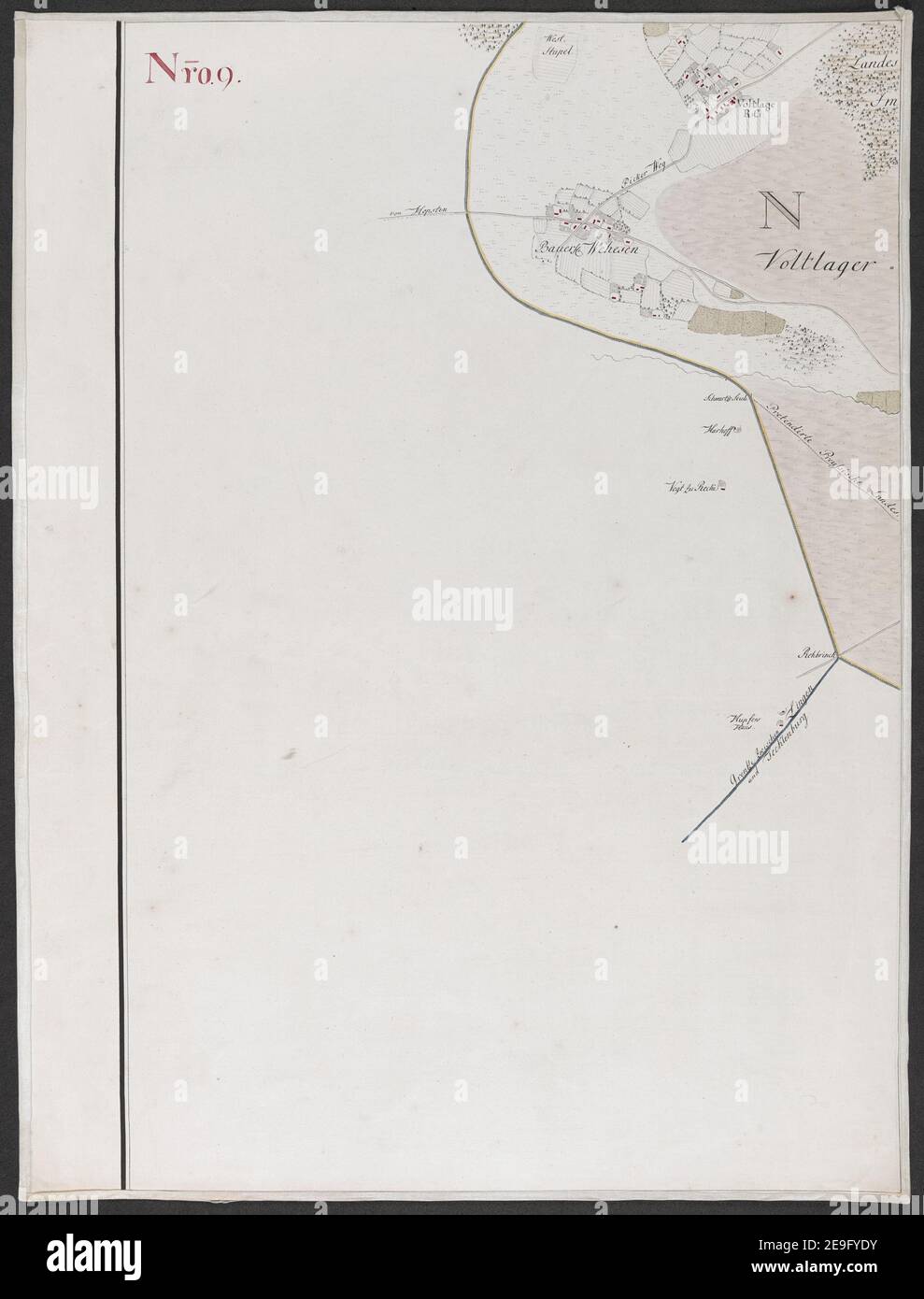 Specielle Carte des HOCHSTIFFTS OSNABRUCK in XIX Planchen Autor Bussche-Haddenhausen, Georg Wilhelm von dem 91,67.1. Erscheinungsort: [OsnabruÃàck] Verlag: Von Georg Wilhelm von dem Bussche Obrist Lieutenant unter Hochstderoselben Regimente und Frantz Christian Benoit Capitaine Lieutenant bey dem Jahren 1765, 1766 und 1767, Erscheinungsdatum: [1767.] Objekttyp: 1 Karte auf 19 Blatt + Index Medium: Handschriftenstift und Tinte, Farbe Abmessungen: Bogengrößen variieren Alter Besitzer: George III, König von Großbritannien, 1738-1820 Stockfoto
