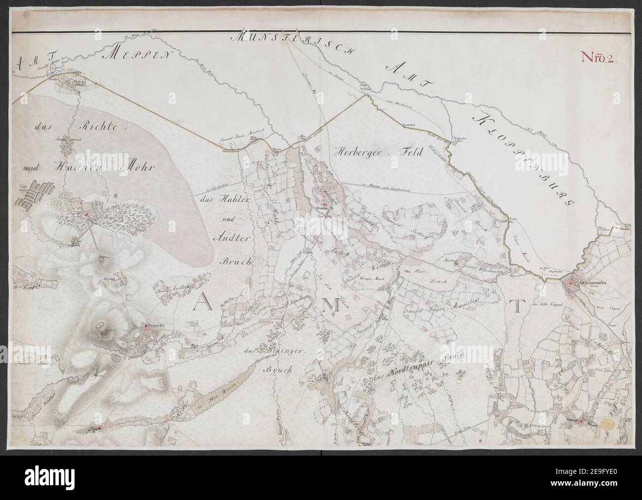 Specielle Carte des HOCHSTIFFTS OSNABRUCK in XIX Planchen Autor Bussche-Haddenhausen, Georg Wilhelm von dem 91,67.1. Erscheinungsort: [OsnabruÃàck] Verlag: Von Georg Wilhelm von dem Bussche Obrist Lieutenant unter Hochstderoselben Regimente und Frantz Christian Benoit Capitaine Lieutenant bey dem Jahren 1765, 1766 und 1767, Erscheinungsdatum: [1767.] Objekttyp: 1 Karte auf 19 Blatt + Index Medium: Handschriftenstift und Tinte, Farbe Abmessungen: Bogengrößen variieren Alter Besitzer: George III, König von Großbritannien, 1738-1820 Stockfoto