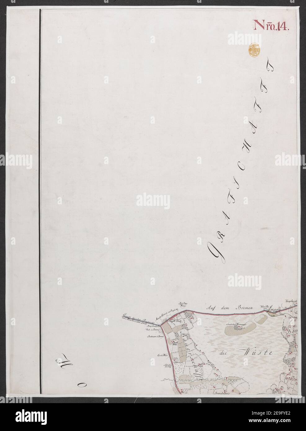 Specielle Carte des HOCHSTIFFTS OSNABRUCK in XIX Planchen Autor Bussche-Haddenhausen, Georg Wilhelm von dem 91,67.1. Erscheinungsort: [OsnabruÃàck] Verlag: Von Georg Wilhelm von dem Bussche Obrist Lieutenant unter Hochstderoselben Regimente und Frantz Christian Benoit Capitaine Lieutenant bey dem Jahren 1765, 1766 und 1767, Erscheinungsdatum: [1767.] Objekttyp: 1 Karte auf 19 Blatt + Index Medium: Handschriftenstift und Tinte, Farbe Abmessungen: Bogengrößen variieren Alter Besitzer: George III, König von Großbritannien, 1738-1820 Stockfoto