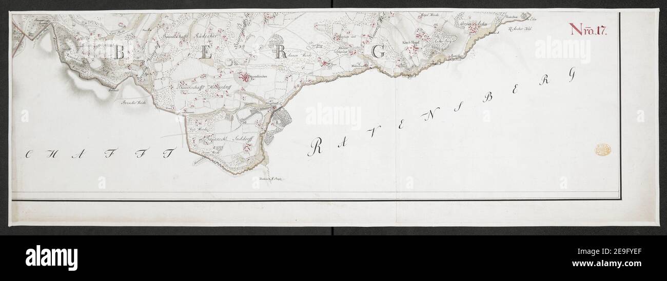 Specielle Carte des HOCHSTIFFTS OSNABRUCK in XIX Planchen Autor Bussche-Haddenhausen, Georg Wilhelm von dem 91,67.1. Erscheinungsort: [OsnabruÃàck] Verlag: Von Georg Wilhelm von dem Bussche Obrist Lieutenant unter Hochstderoselben Regimente und Frantz Christian Benoit Capitaine Lieutenant bey dem Jahren 1765, 1766 und 1767, Erscheinungsdatum: [1767.] Objekttyp: 1 Karte auf 19 Blatt + Index Medium: Handschriftenstift und Tinte, Farbe Abmessungen: Bogengrößen variieren Alter Besitzer: George III, König von Großbritannien, 1738-1820 Stockfoto