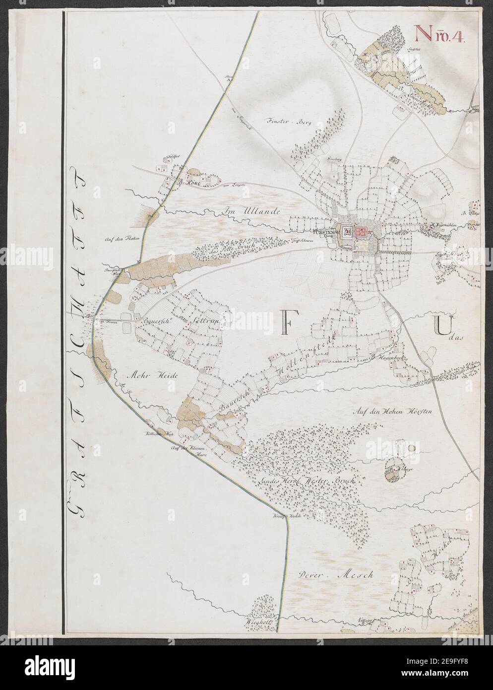 Specielle Carte des HOCHSTIFFTS OSNABRUCK in XIX Planchen Autor Bussche-Haddenhausen, Georg Wilhelm von dem 91,67.1. Erscheinungsort: [OsnabruÃàck] Verlag: Von Georg Wilhelm von dem Bussche Obrist Lieutenant unter Hochstderoselben Regimente und Frantz Christian Benoit Capitaine Lieutenant bey dem Jahren 1765, 1766 und 1767, Erscheinungsdatum: [1767.] Objekttyp: 1 Karte auf 19 Blatt + Index Medium: Handschriftenstift und Tinte, Farbe Abmessungen: Bogengrößen variieren Alter Besitzer: George III, König von Großbritannien, 1738-1820 Stockfoto