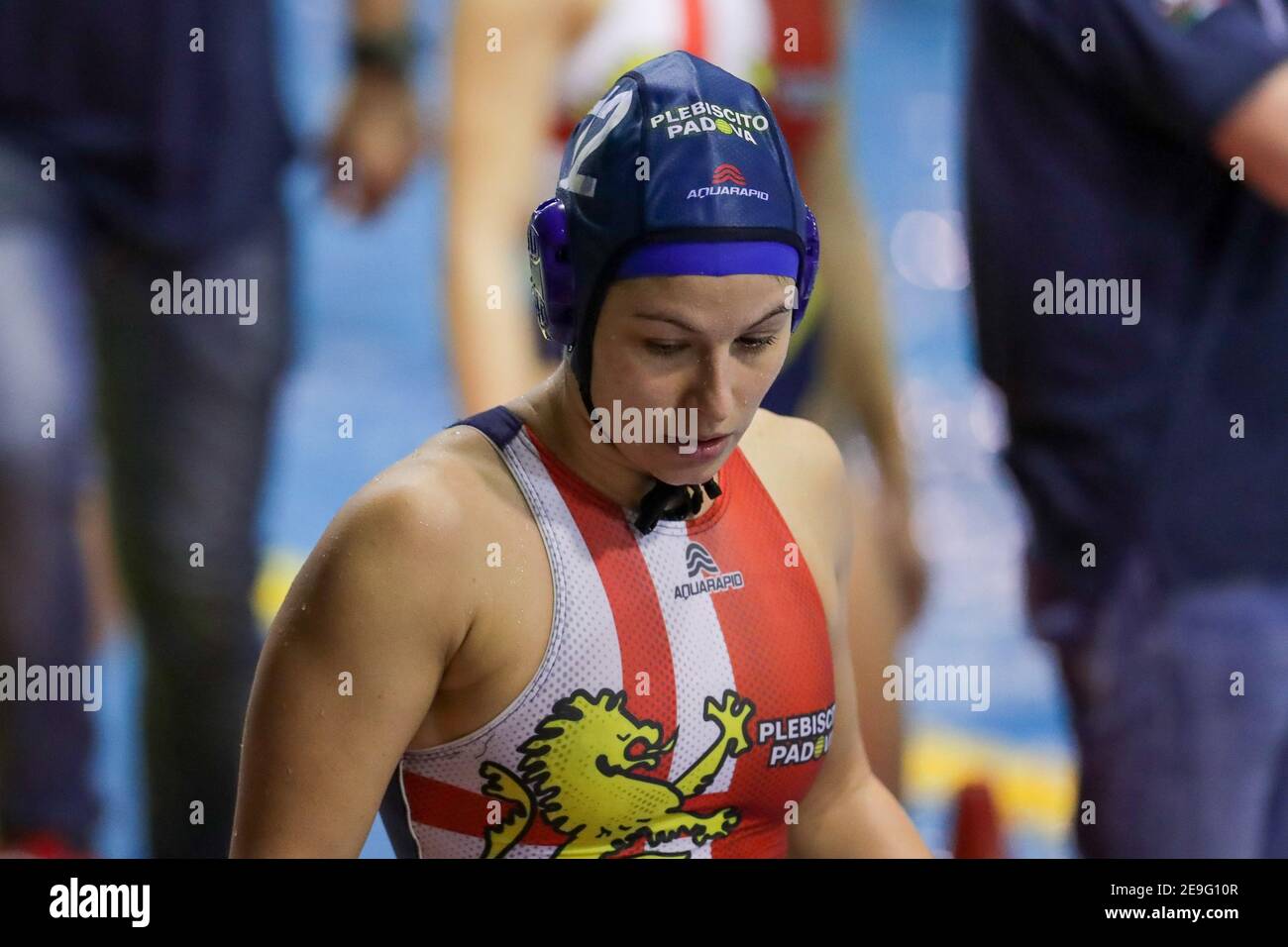 Roma, Italien. Februar 2021, 4th. Roma, Italien, Acquatic Centre of Ostia, 04. Februar 2021, Sara Centanni (Plebiscito Padova) während Olympiakos SF Piraeus gegen Plebiscito Padova - Waterpolo EuroLeague Frauen Spiel Kredit: Luigi Mariani/LPS/ZUMA Wire/Alamy Live News Stockfoto