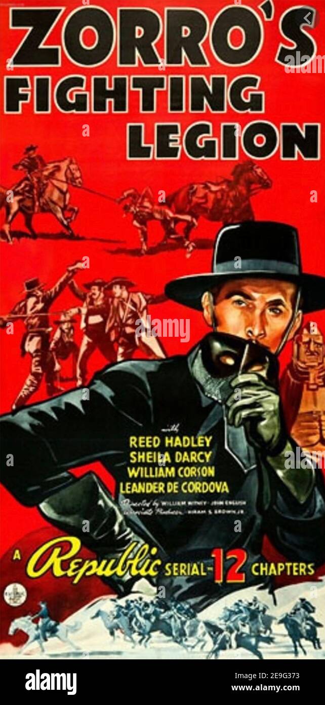 ZORRO'S FIGHTING LEGION 1939 Republic Pictures Filmserie mit Reed Hadley Stockfoto