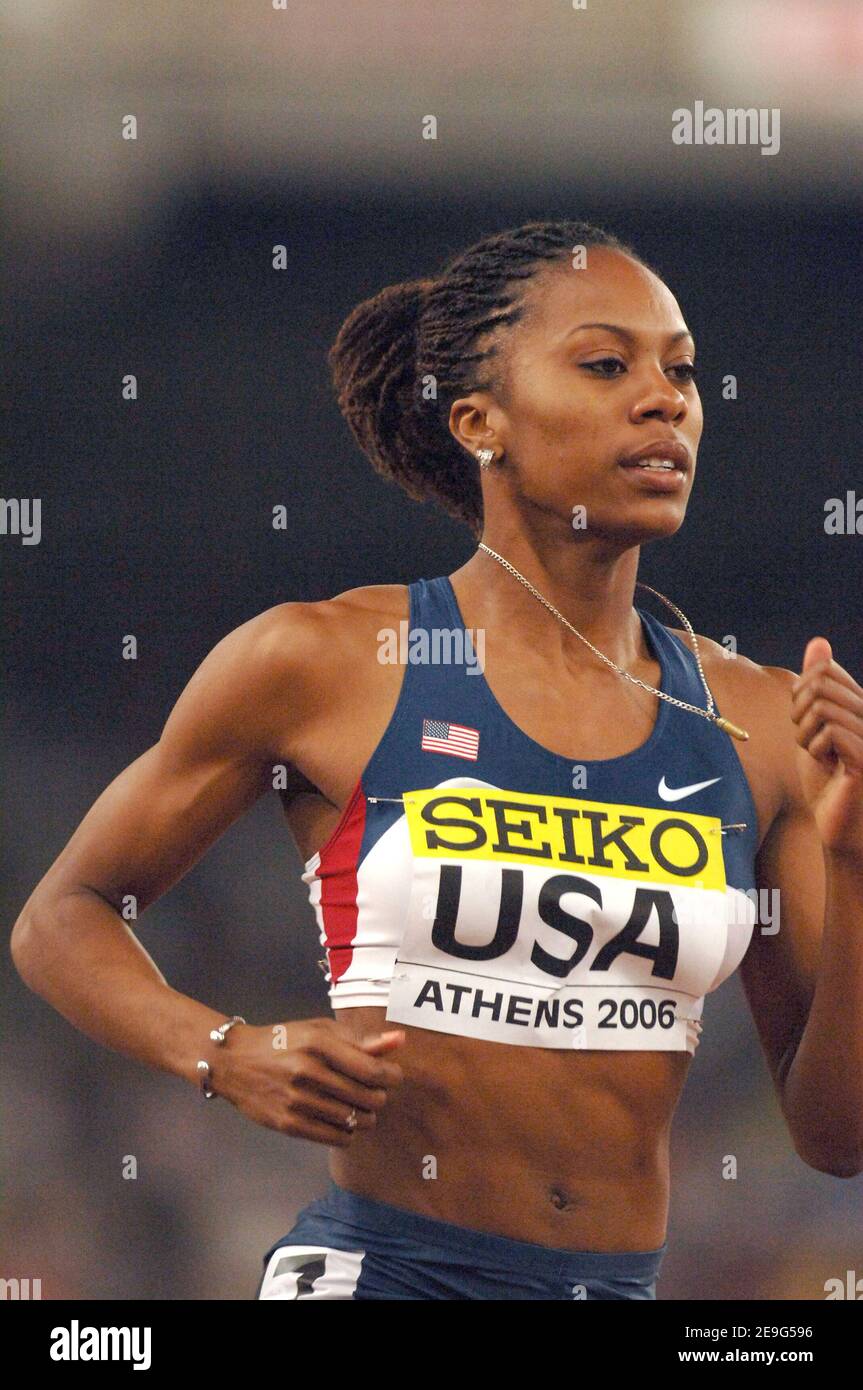 Die US-Amerikanerinnen Sanya Richards tritt am 400 16. September 2006 bei der IAAF Leichtathletik-Weltmeisterschaft 10th in Athen, Griechenland, auf. Foto von Stephane Kempinaire/Cameleon/ABACAPRESS.COM Stockfoto